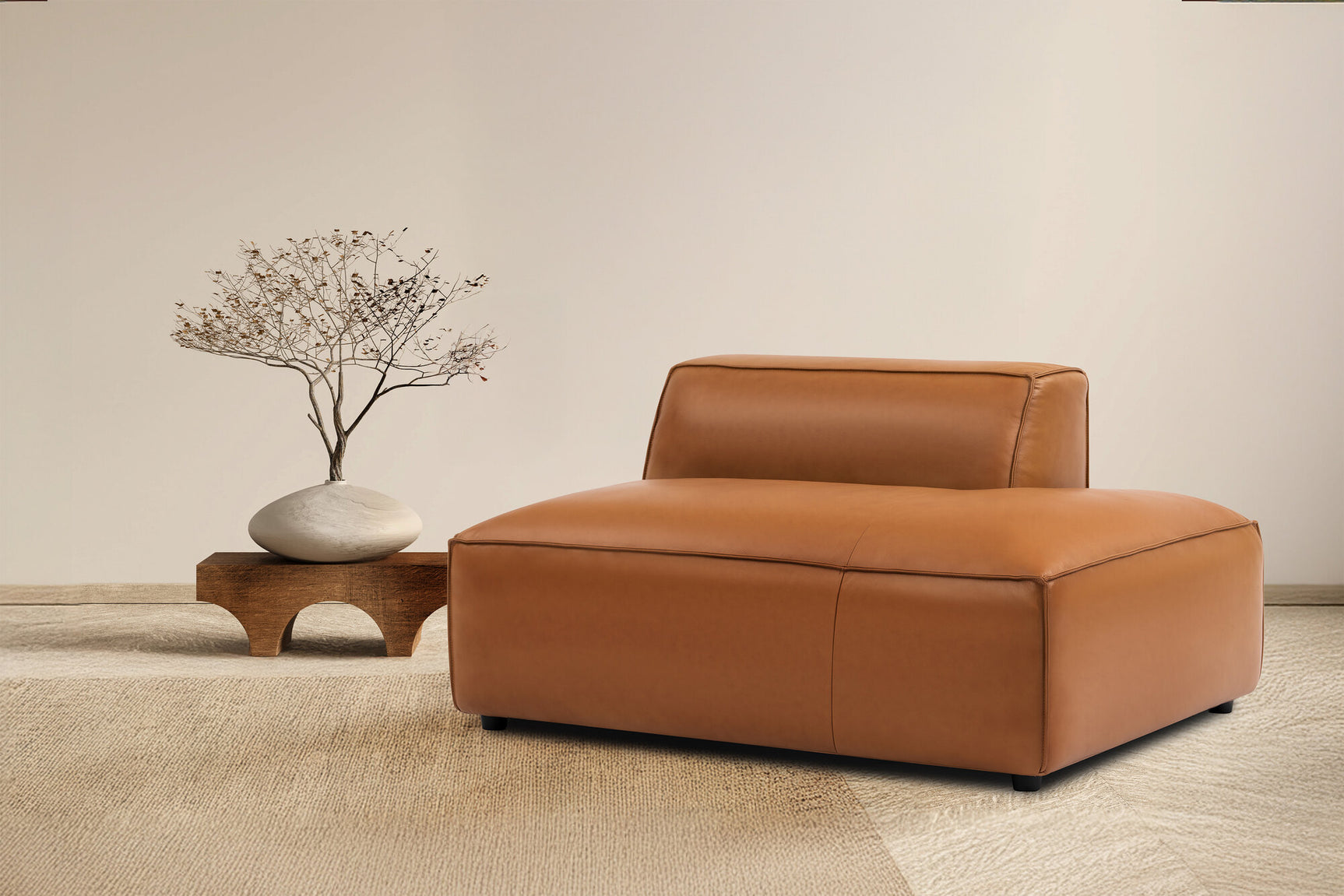 Nathan Leather Right Open-End Lounge Module
