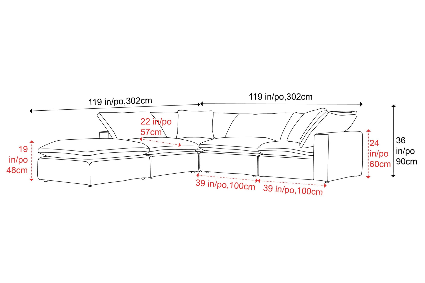 Ophelia Fabric Modular Sectional Lounge