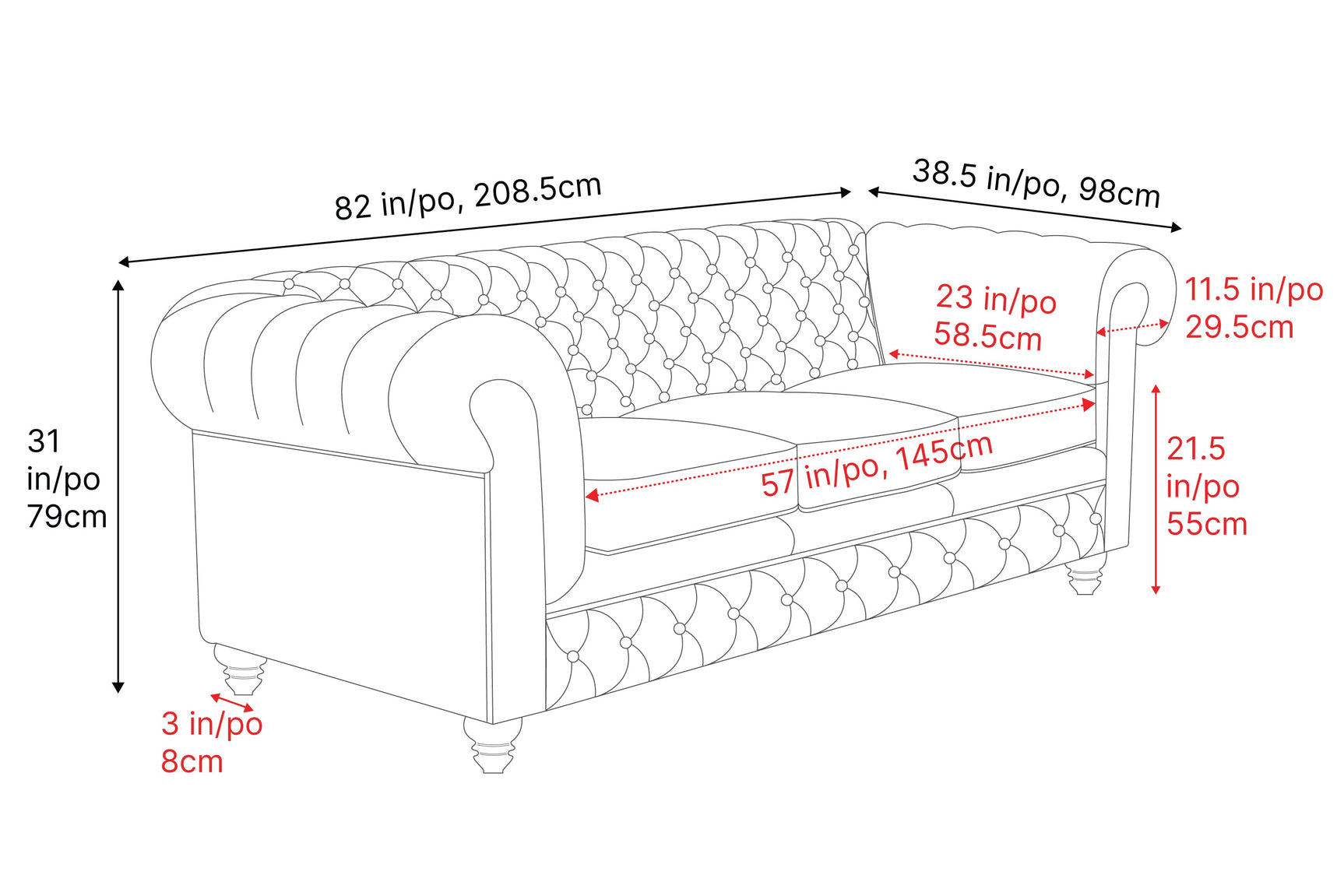 Parma Leather Chesterfield Lounge