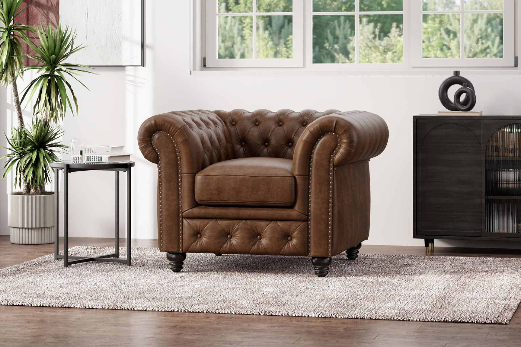 Parma Leather Chesterfield Accent Chair