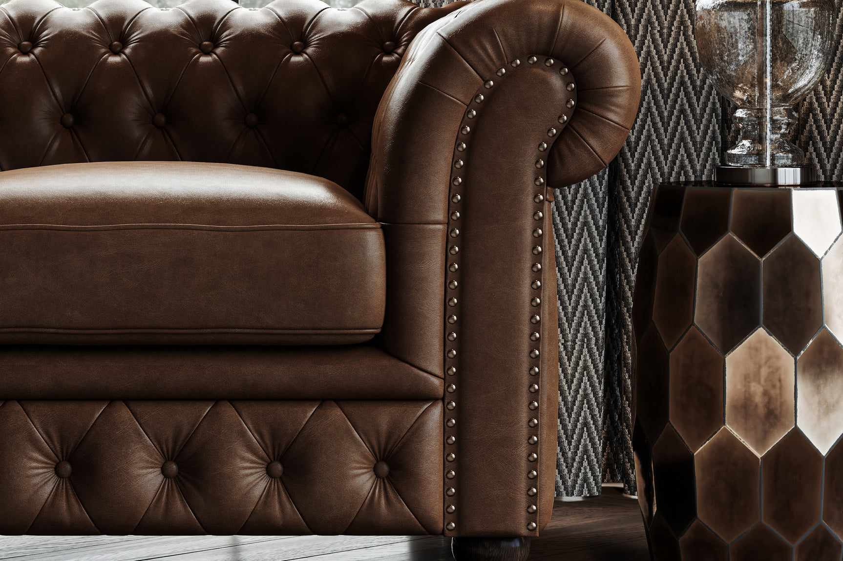 Parma Leather Chesterfield Accent Chair
