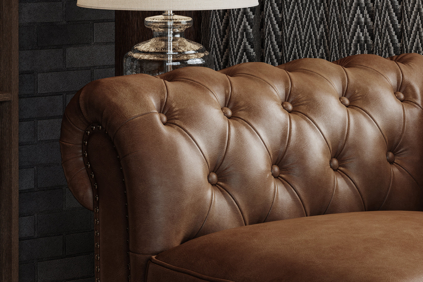 Parma Leather Chesterfield Accent Chair