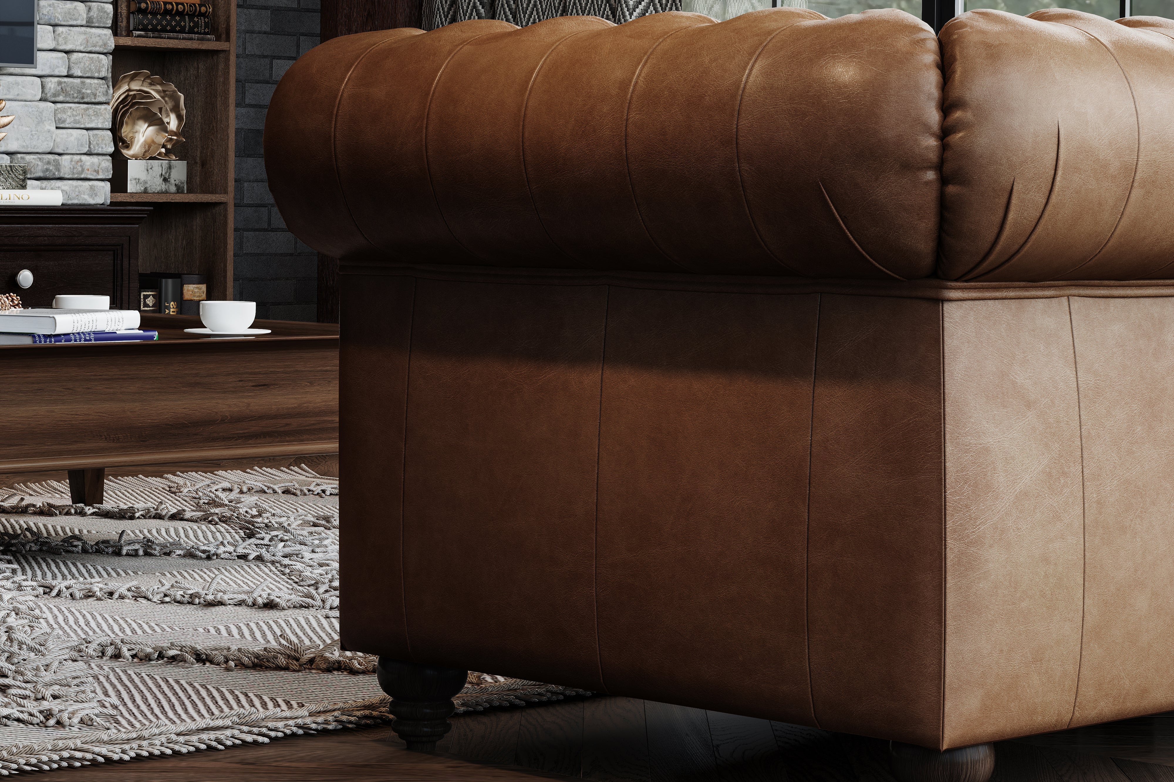 Parma Leather Chesterfield Accent Chair