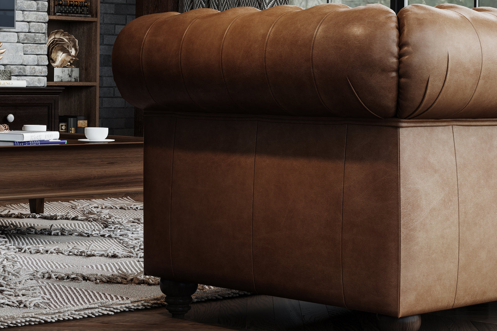 Parma Leather Chesterfield Accent Chair