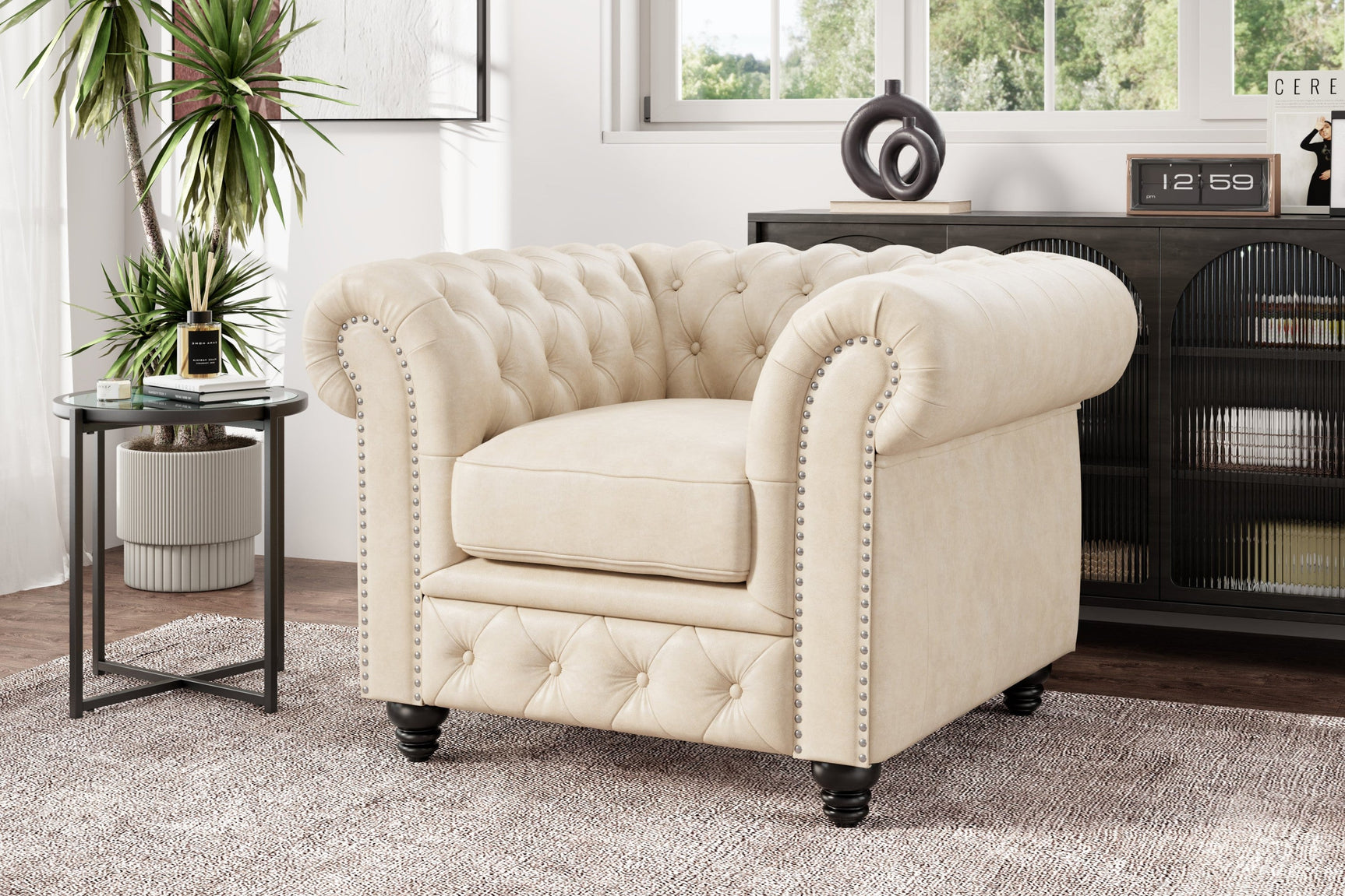 Parma Leather Chesterfield Accent Chair
