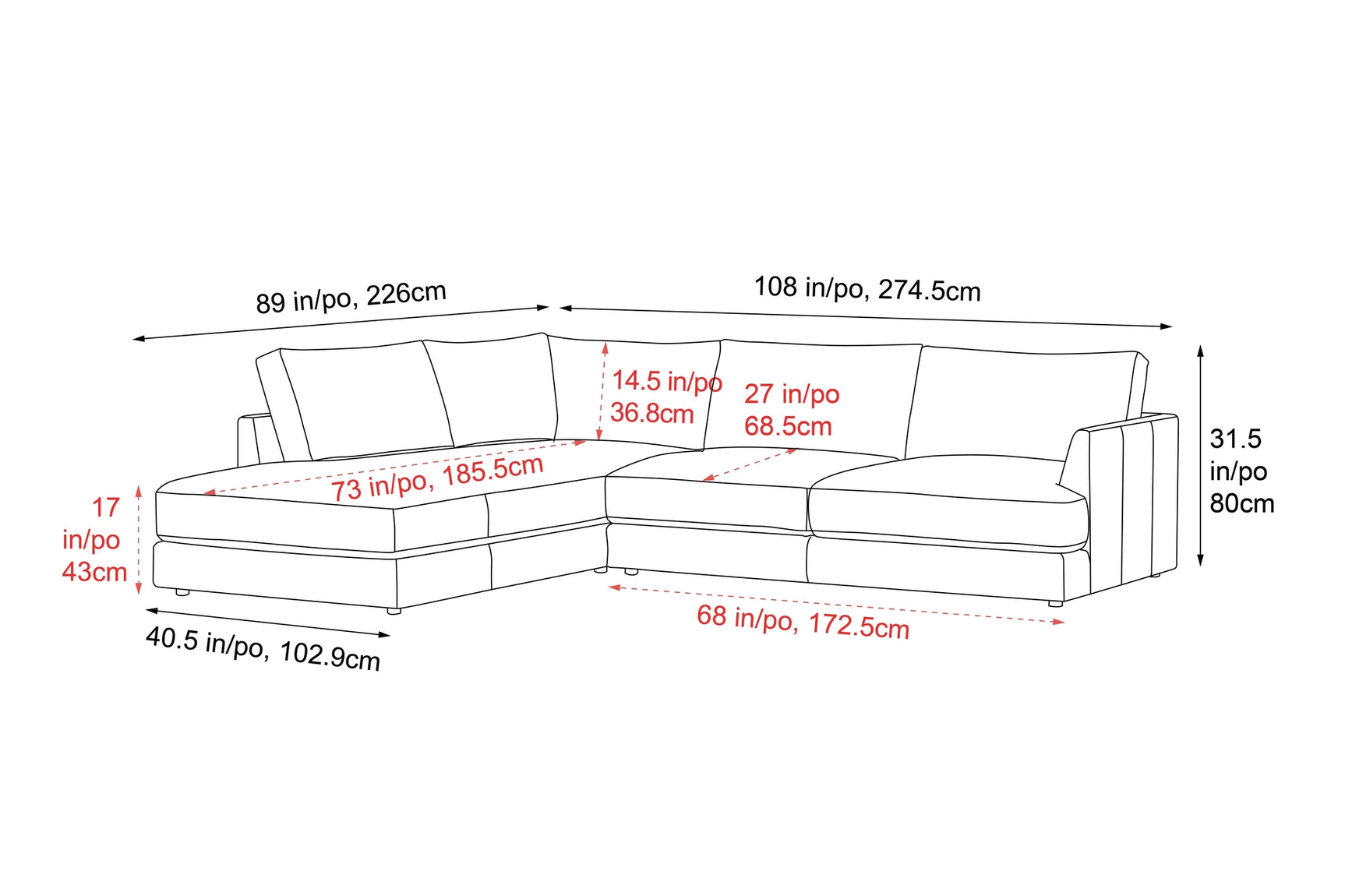 Serena Leather Sectional Lounge