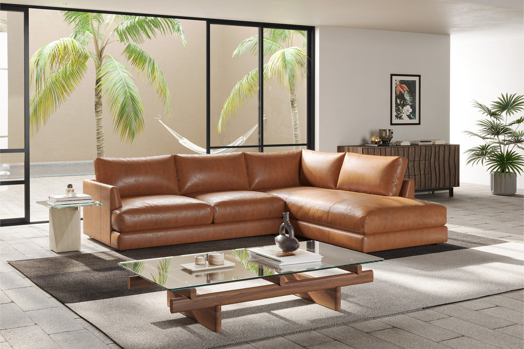 Serena Leather Sectional Lounge