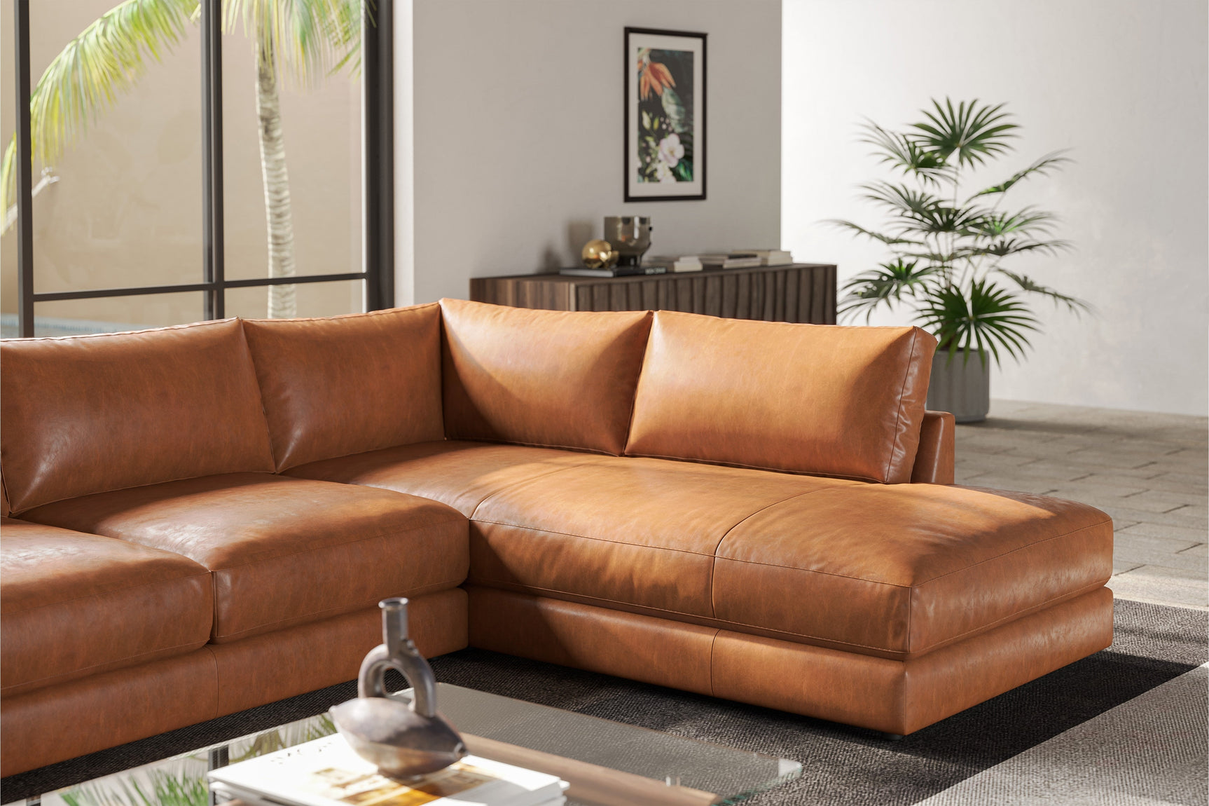 Serena Leather Sectional Lounge