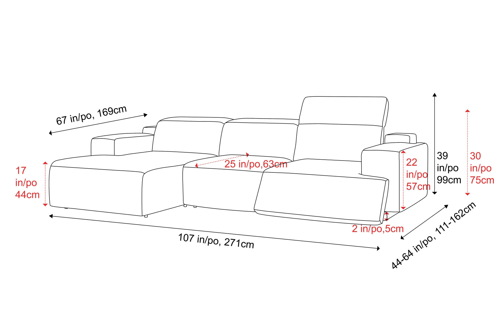 Valentina Leather Recliner Sectional Lounge