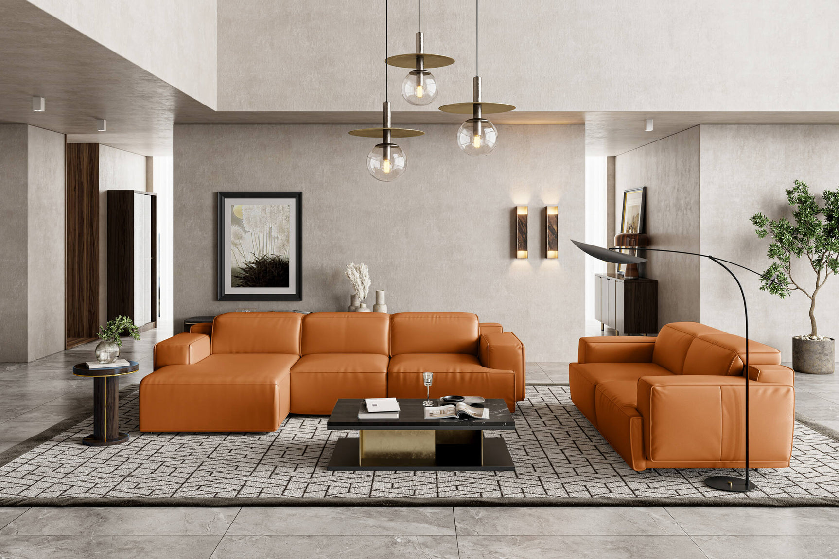 Valentina Leather Recliner Sectional Lounge