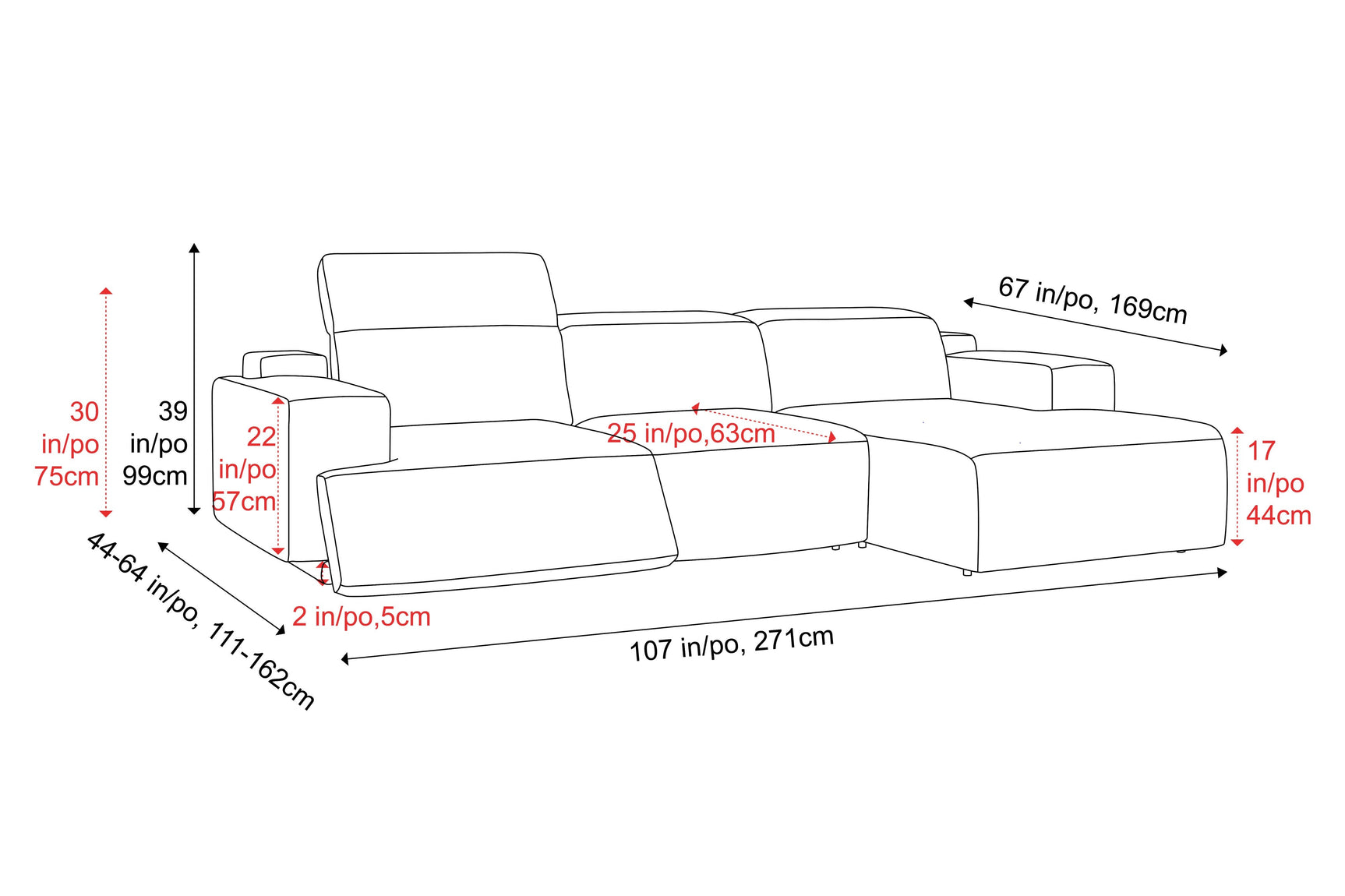 Valentina Leather Recliner Sectional Lounge