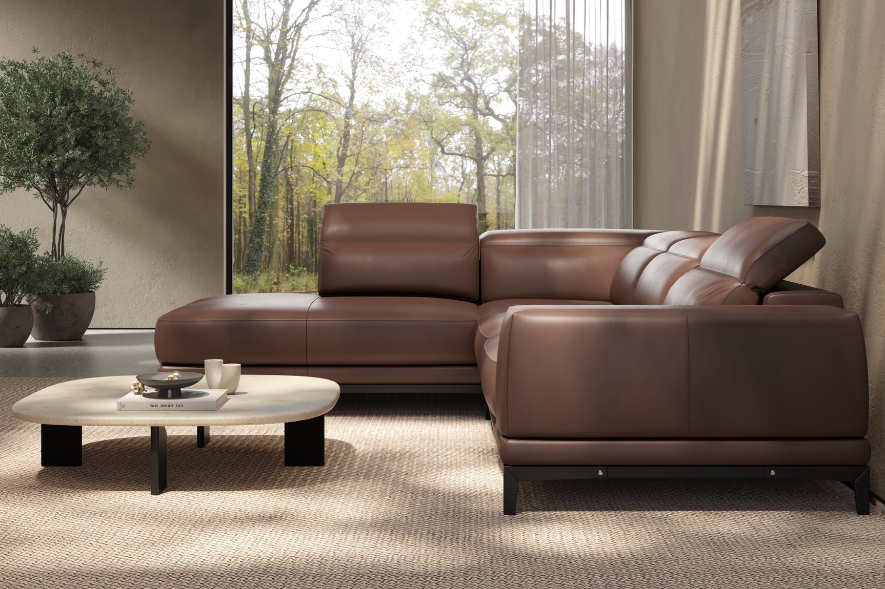 Valletta Leather Corner Sectional Lounge