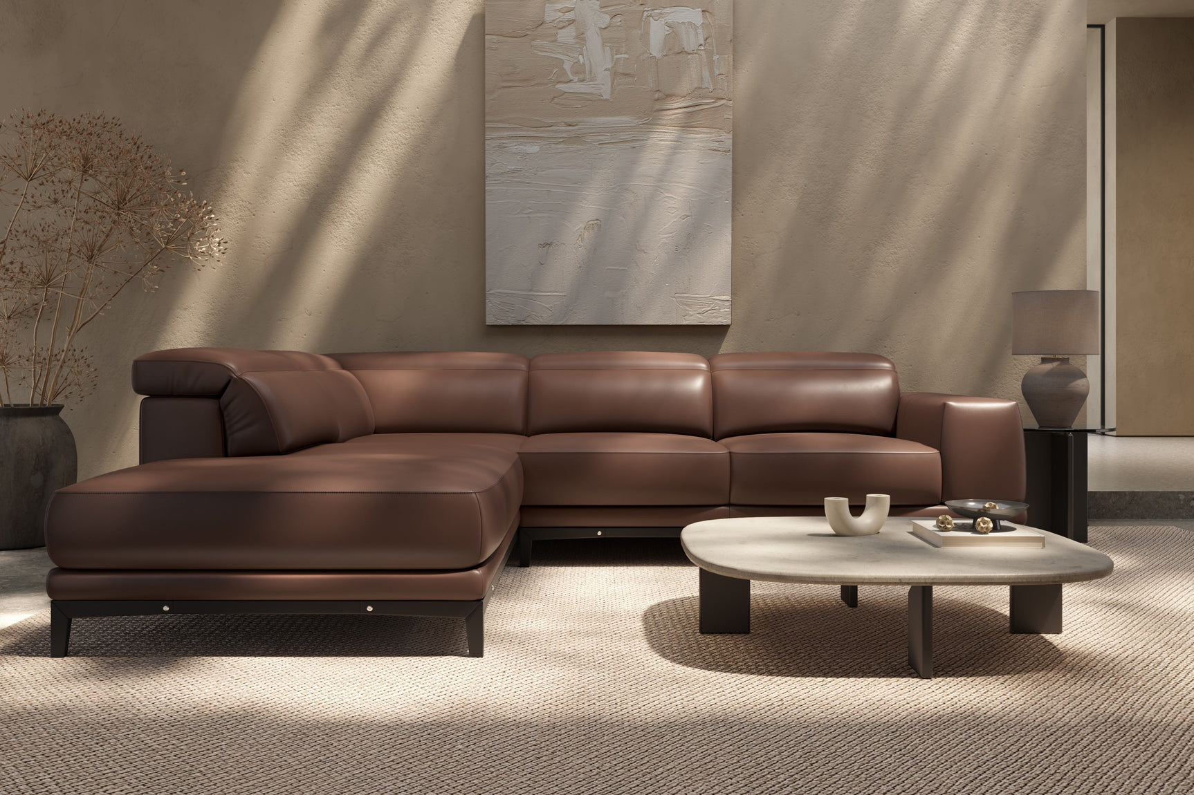 Valletta Leather Corner Sectional Lounge