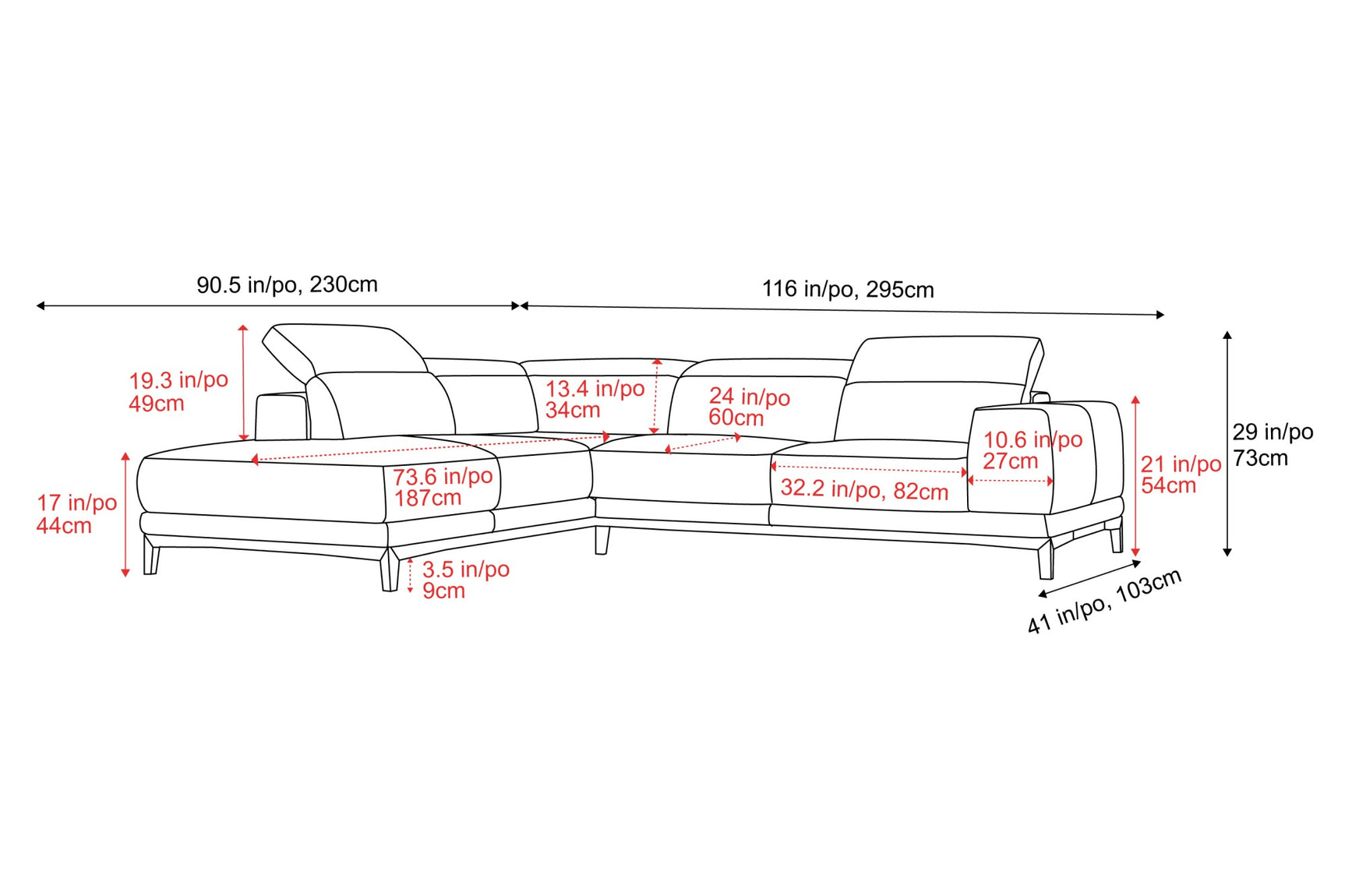 Valletta Leather Corner Sectional Lounge