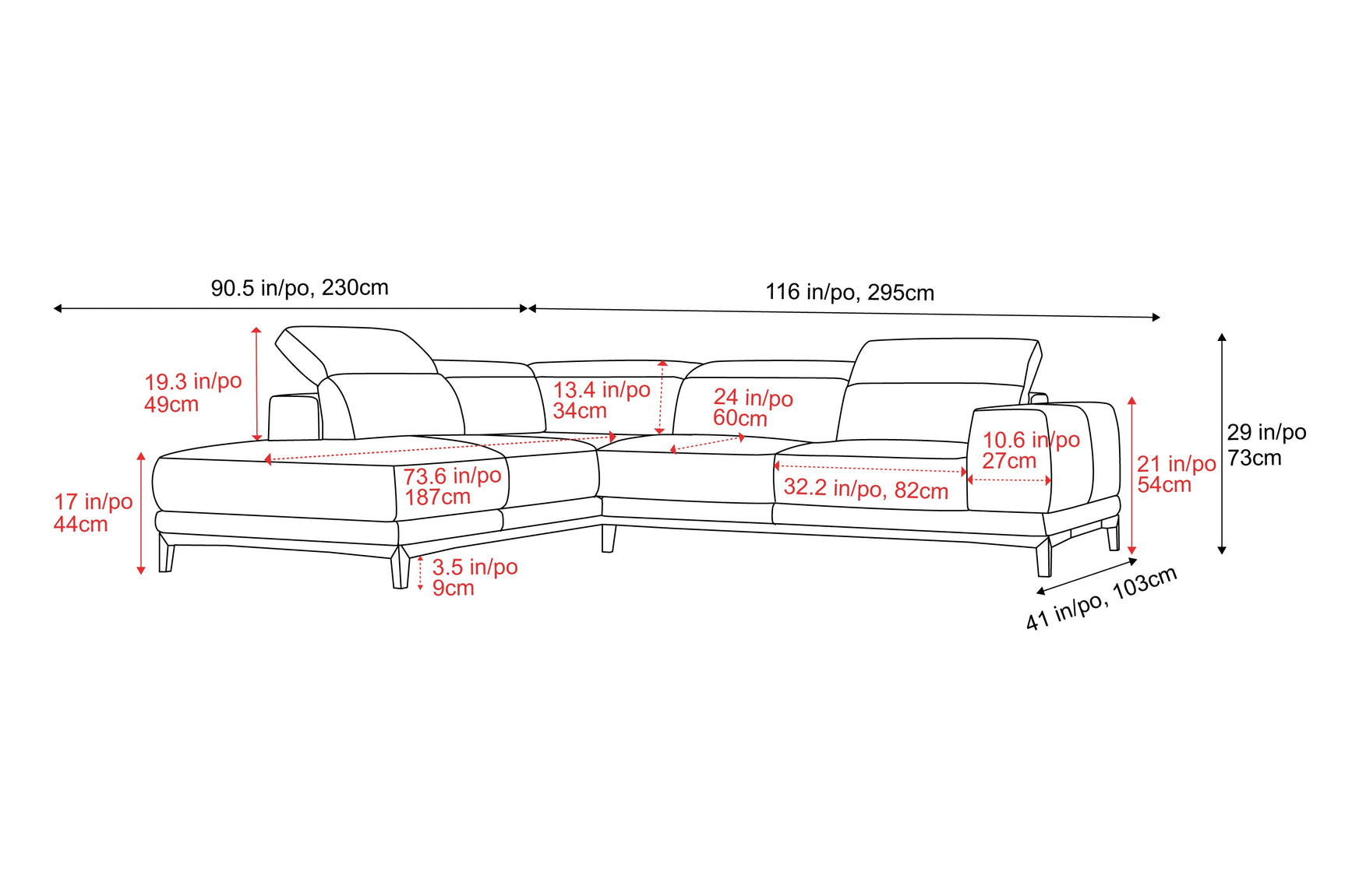 Valletta Leather Corner Sectional Lounge