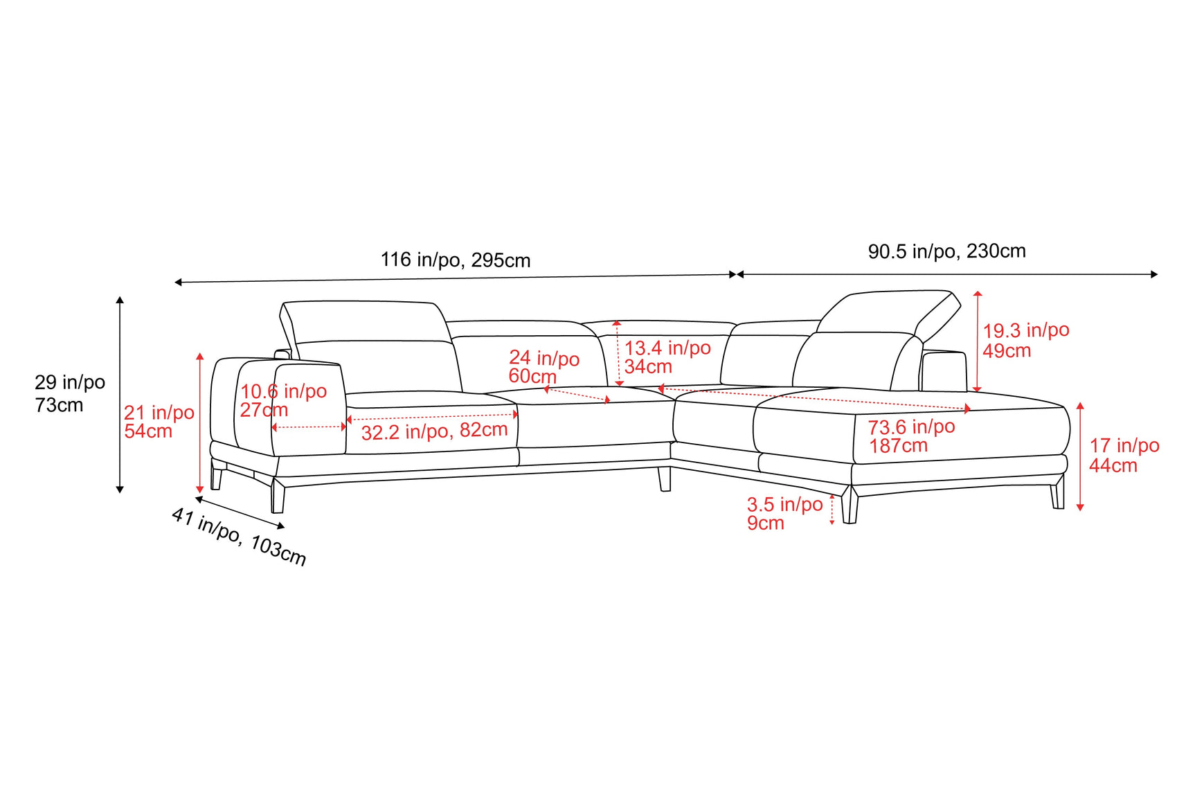 Valletta Leather Corner Sectional Lounge