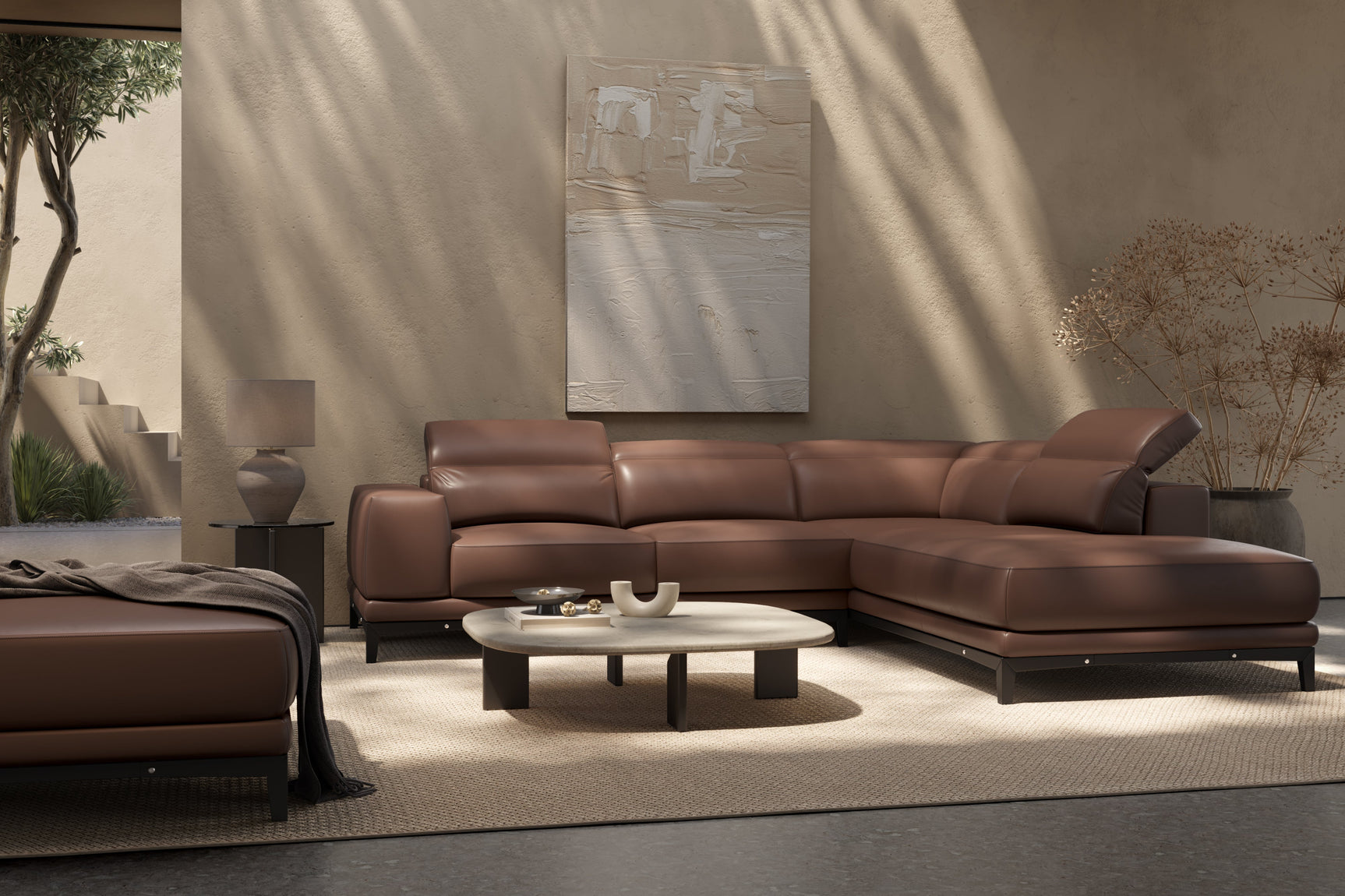 Valletta Leather Corner Sectional Lounge