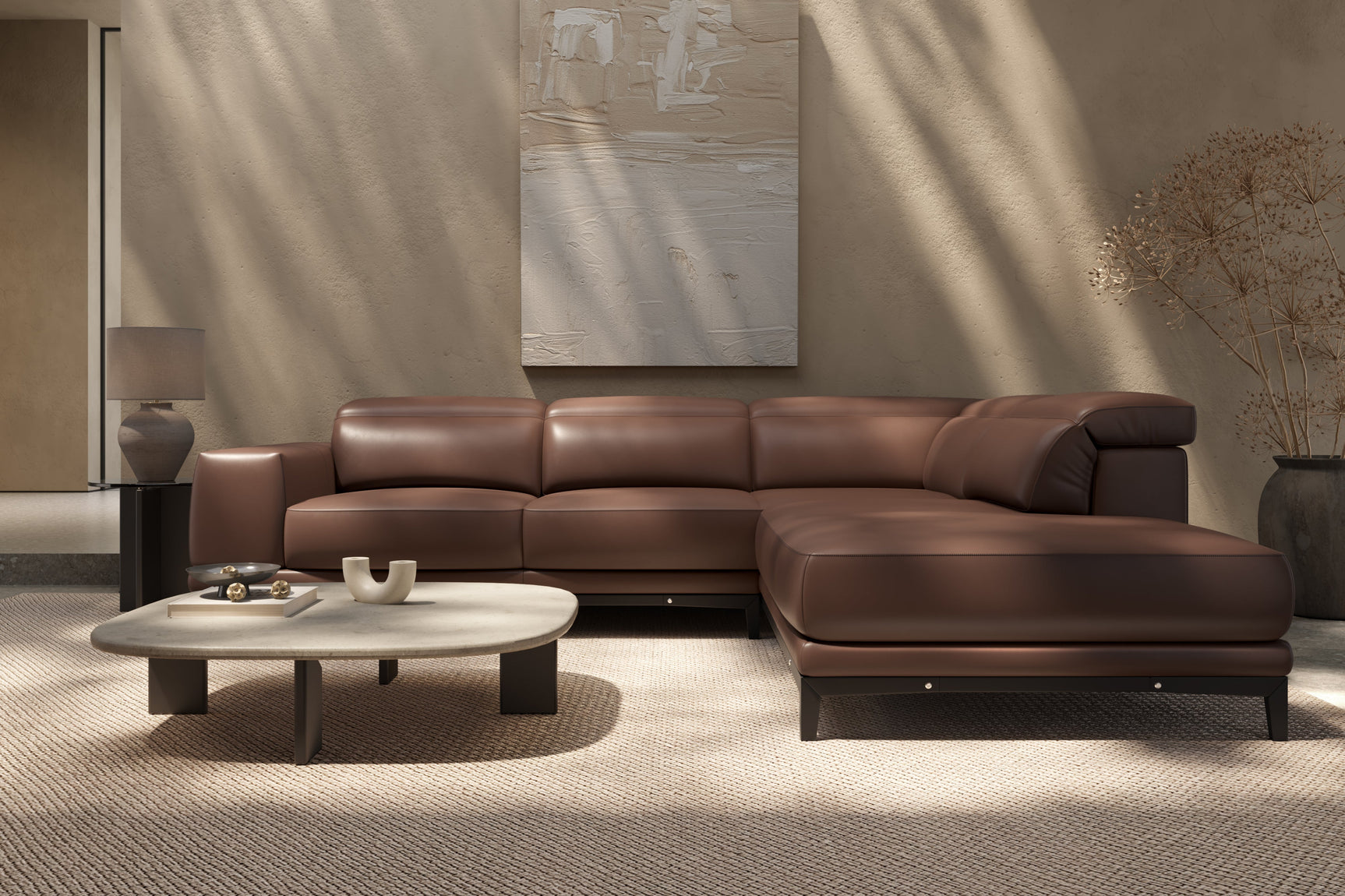 Valletta Leather Corner Sectional Lounge