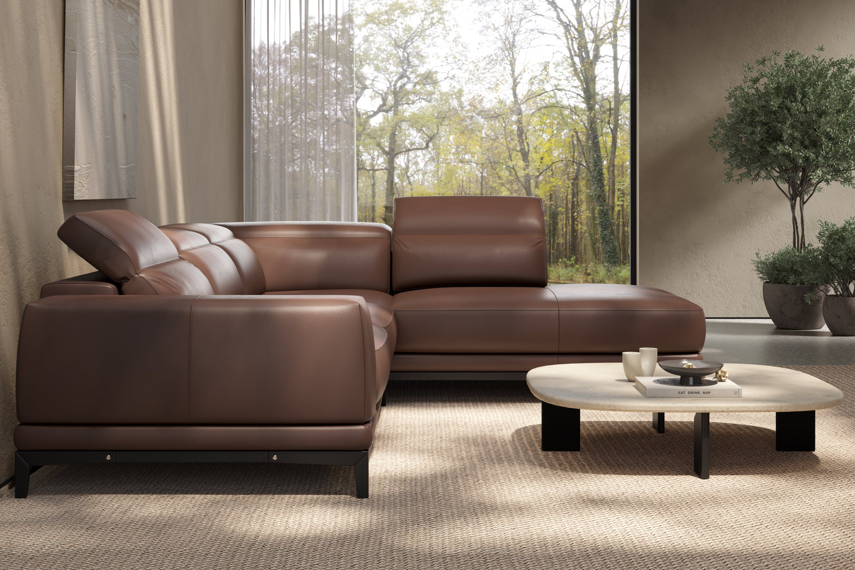 Valletta Leather Corner Sectional Lounge