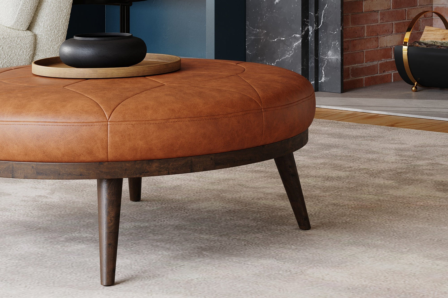 Zoe Leather Ottoman