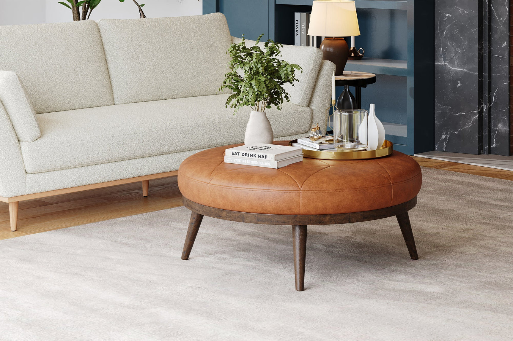 Zoe Leather Ottoman
