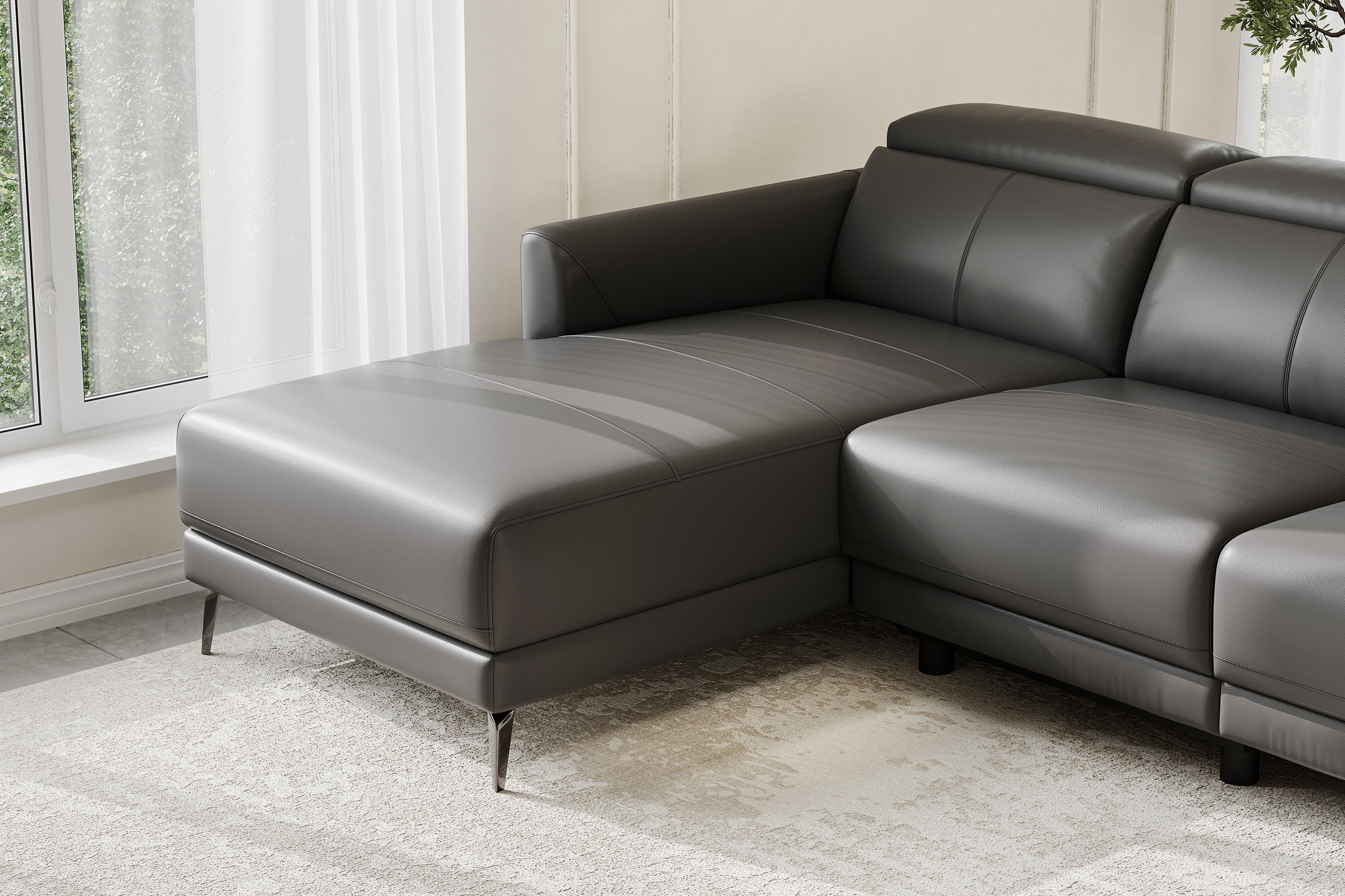 Andria Leather Reclining Sectional Lounge