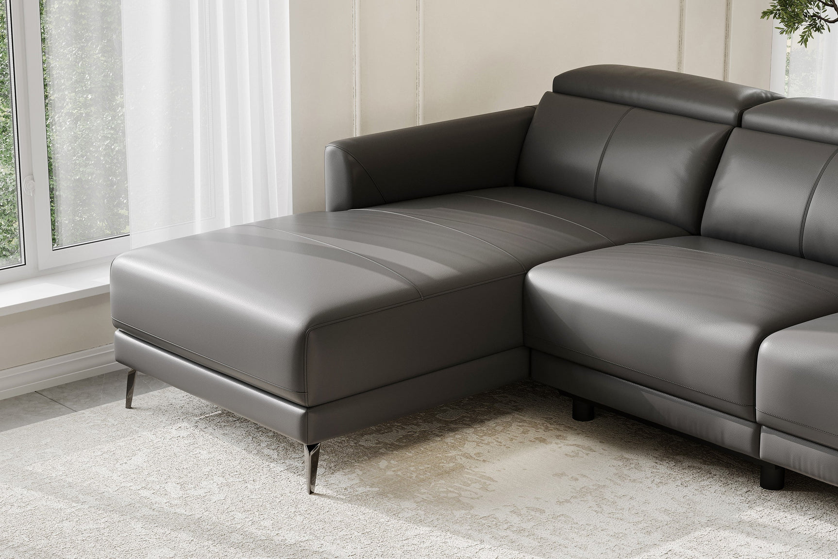 Andria Leather Reclining Sectional Lounge