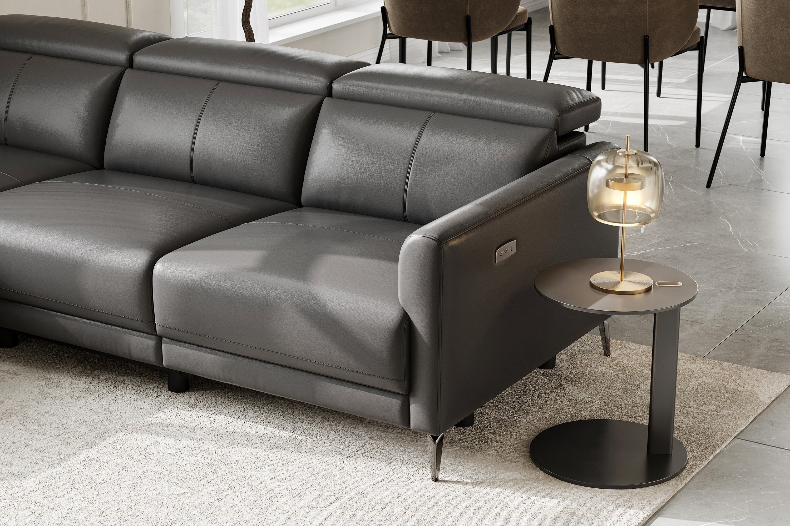 Andria Leather Reclining Sectional Lounge