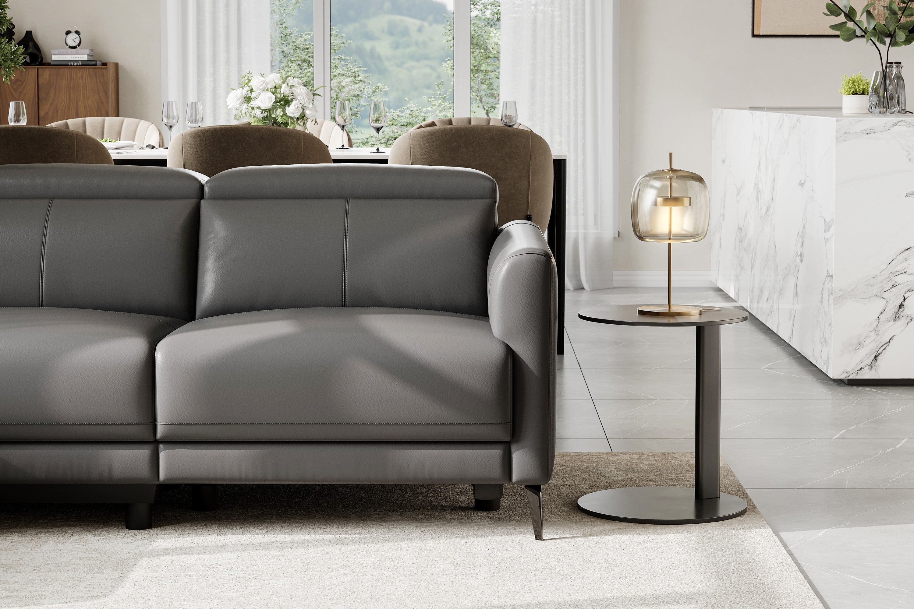 Andria Leather Reclining Sectional Lounge