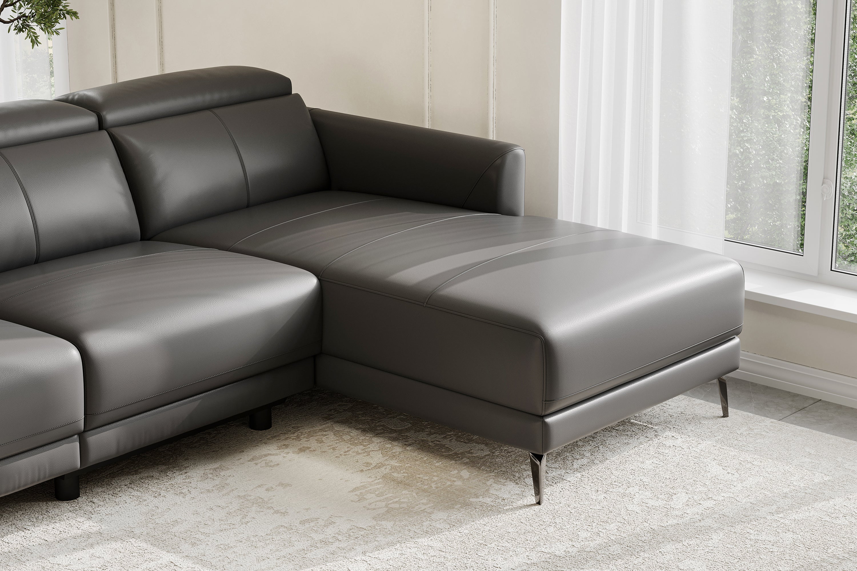 Andria Leather Reclining Sectional Lounge