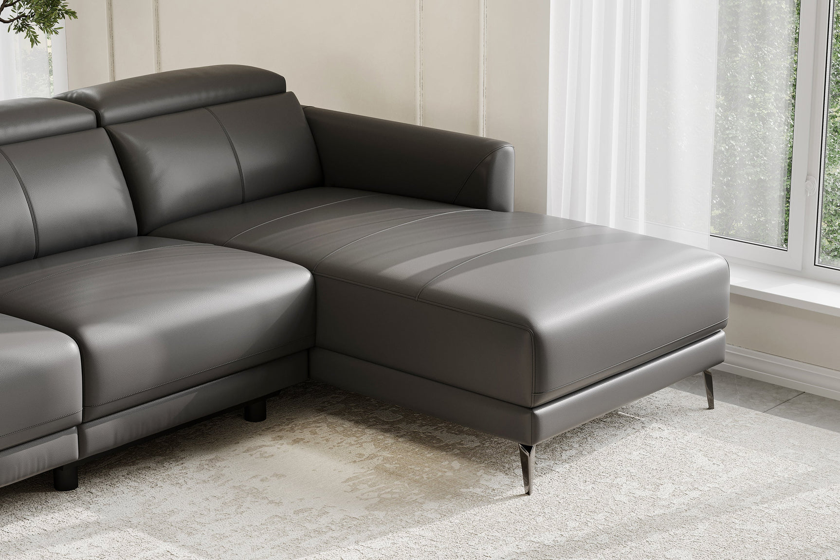 Andria Leather Reclining Sectional Lounge