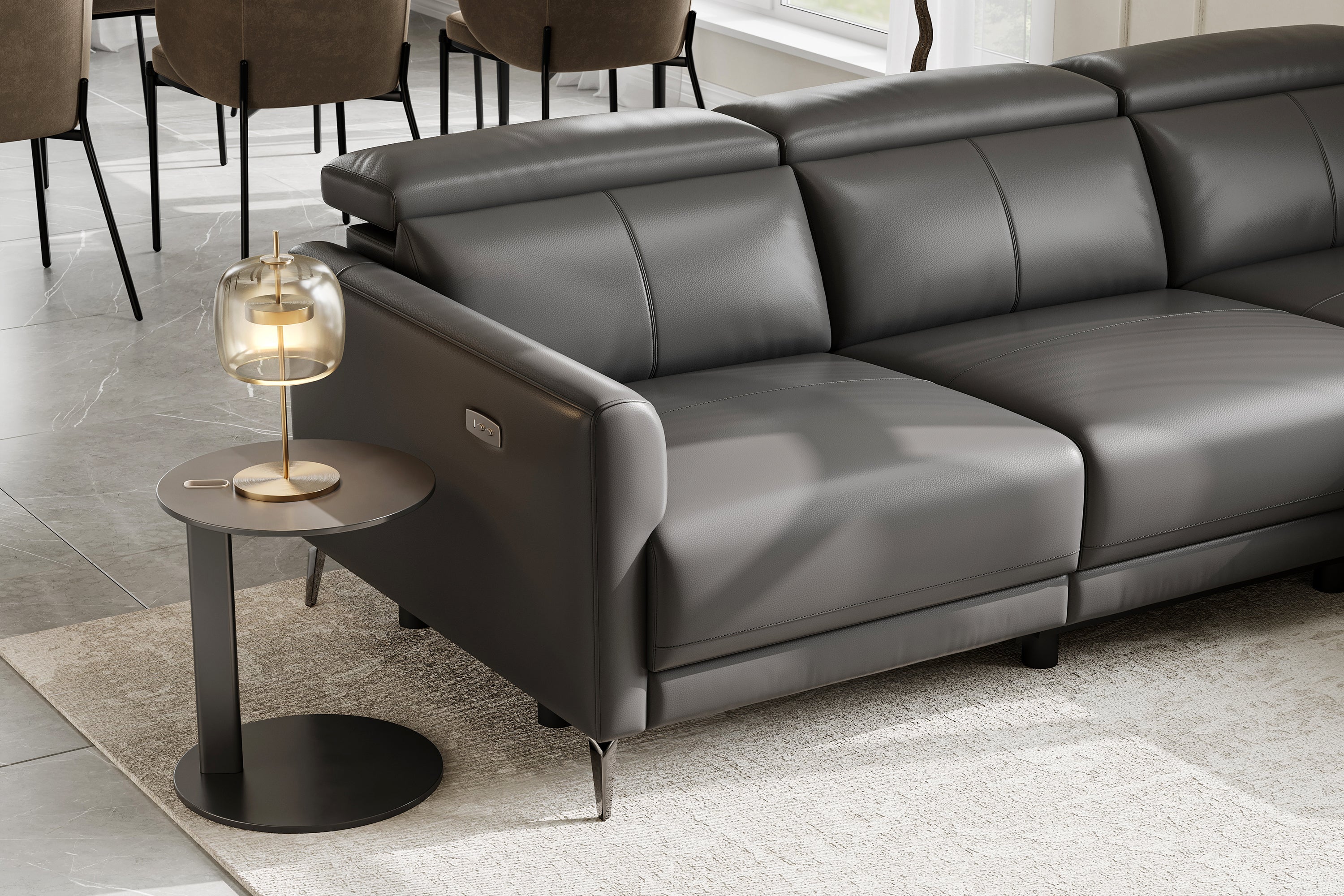 Andria Leather Reclining Sectional Lounge