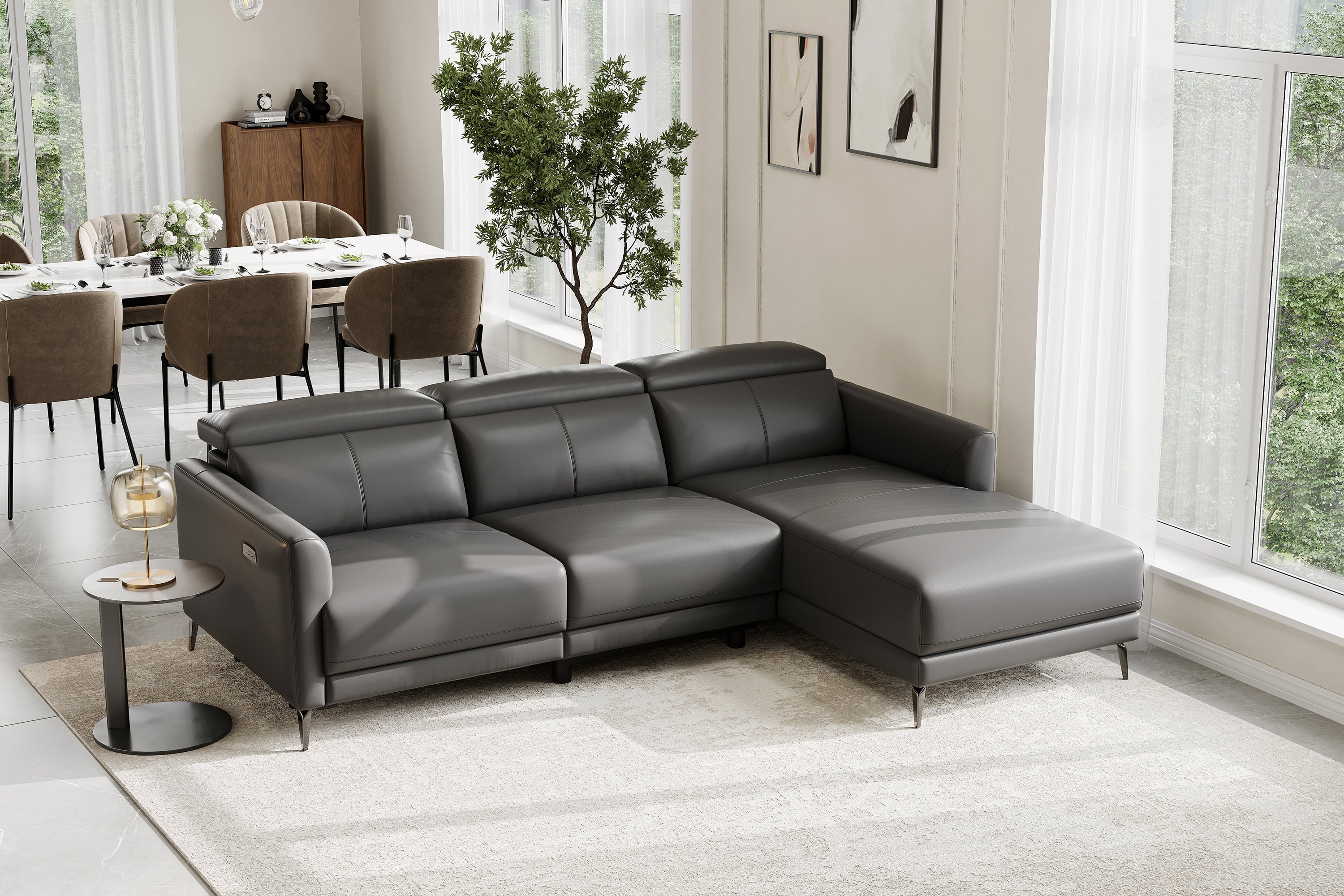 Andria Leather Reclining Sectional Lounge