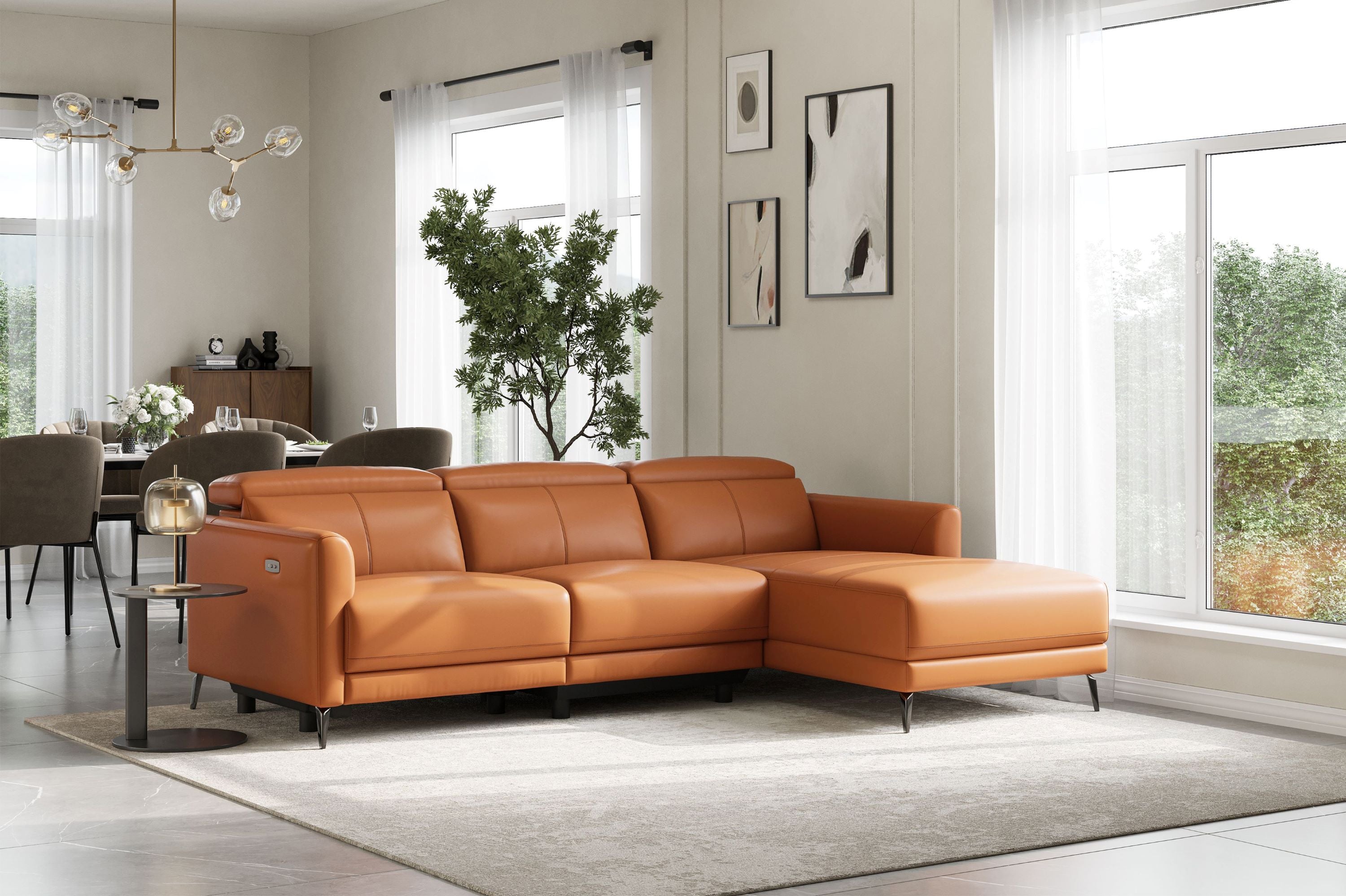 Andria Leather Reclining Sectional Lounge