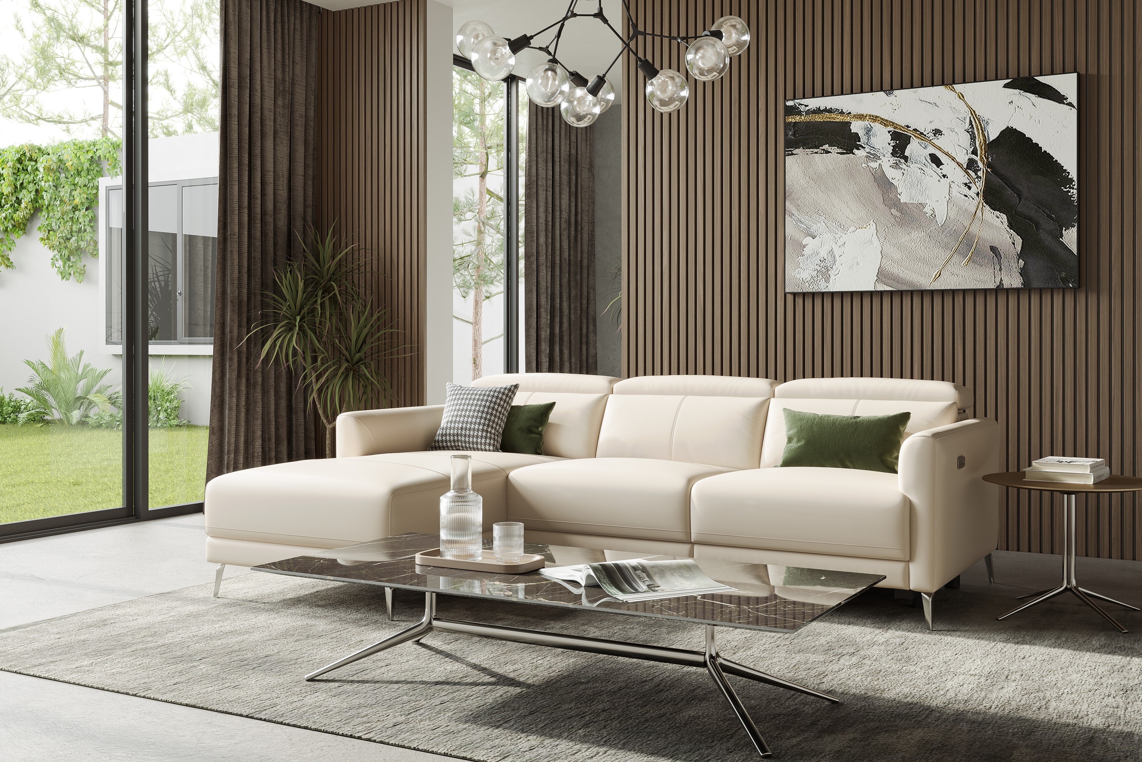 Andria Leather Reclining Sectional Lounge