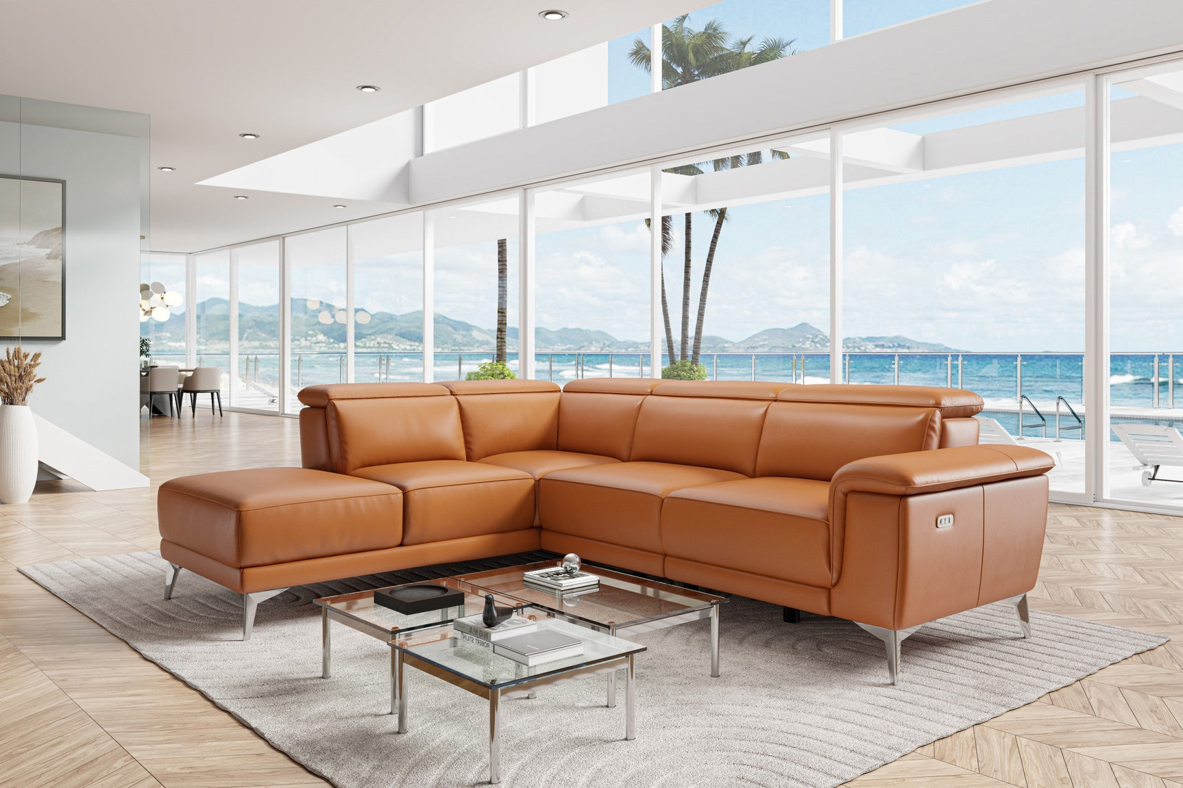 Pista Leather Reclining Sectional Lounge