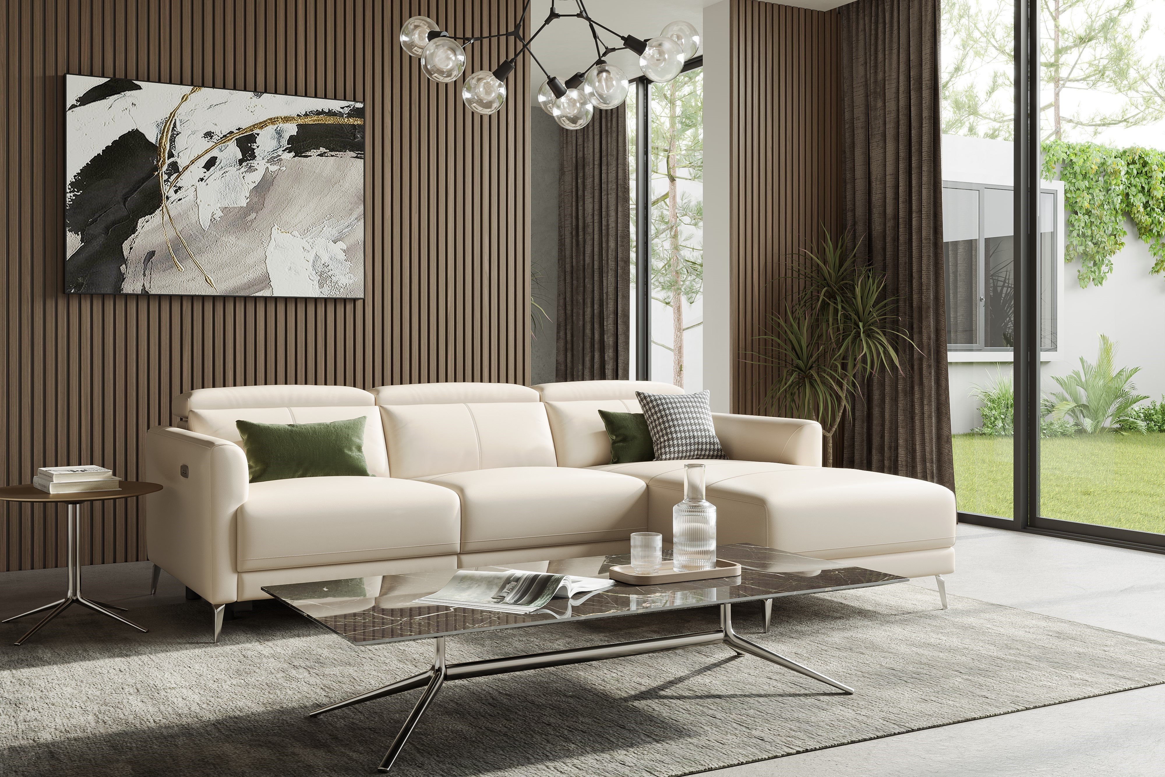 Andria Leather Reclining Sectional Lounge