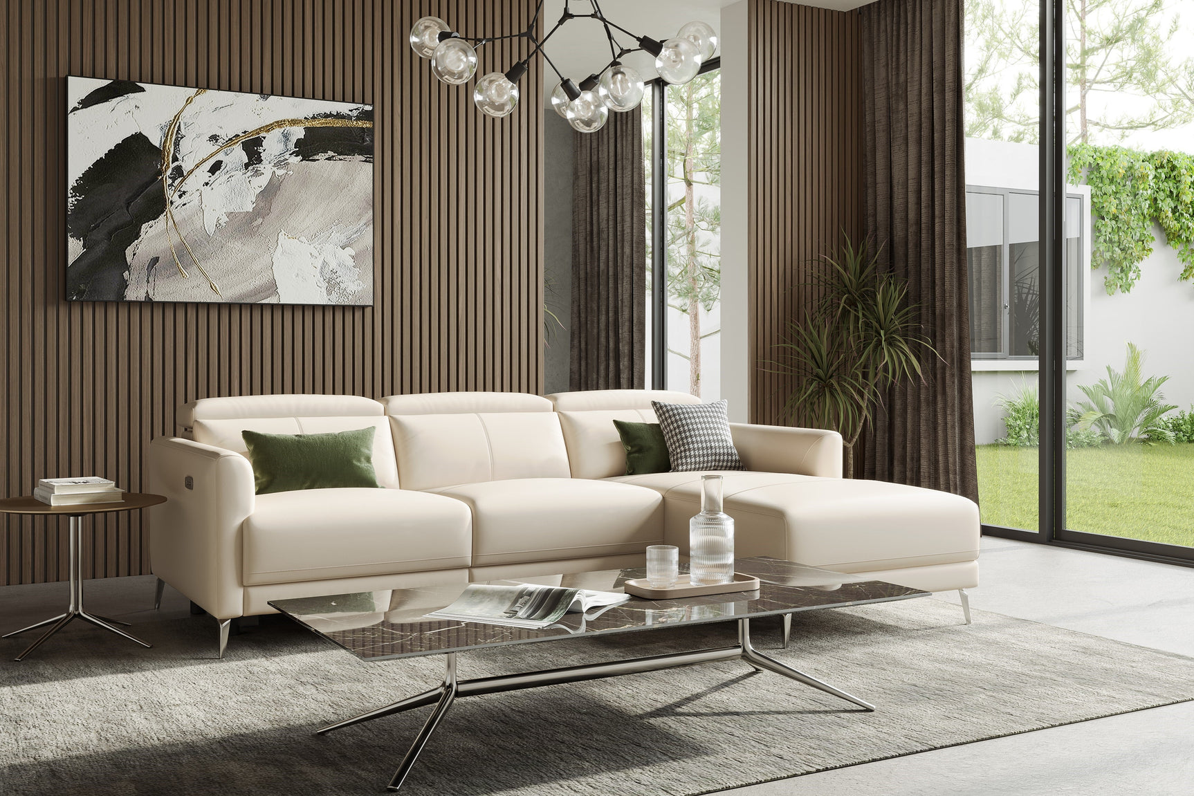 Andria Leather Reclining Sectional Lounge