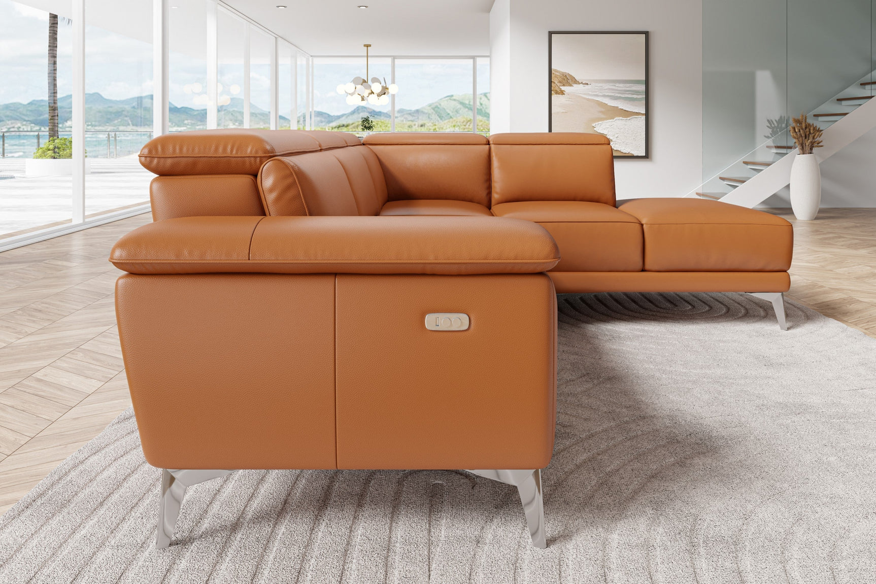 Pista Leather Reclining Sectional Lounge