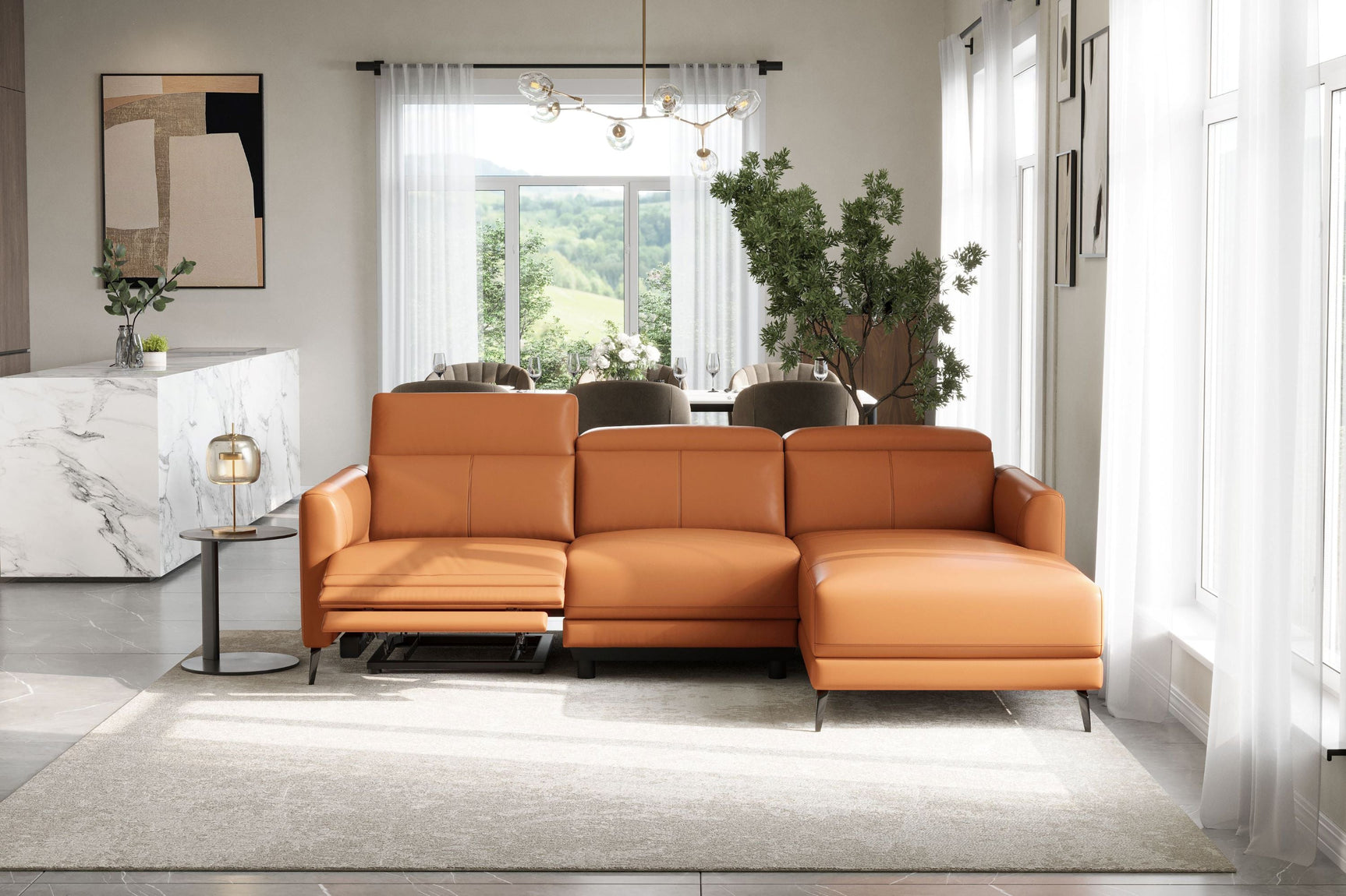 Andria Leather Reclining Sectional Lounge