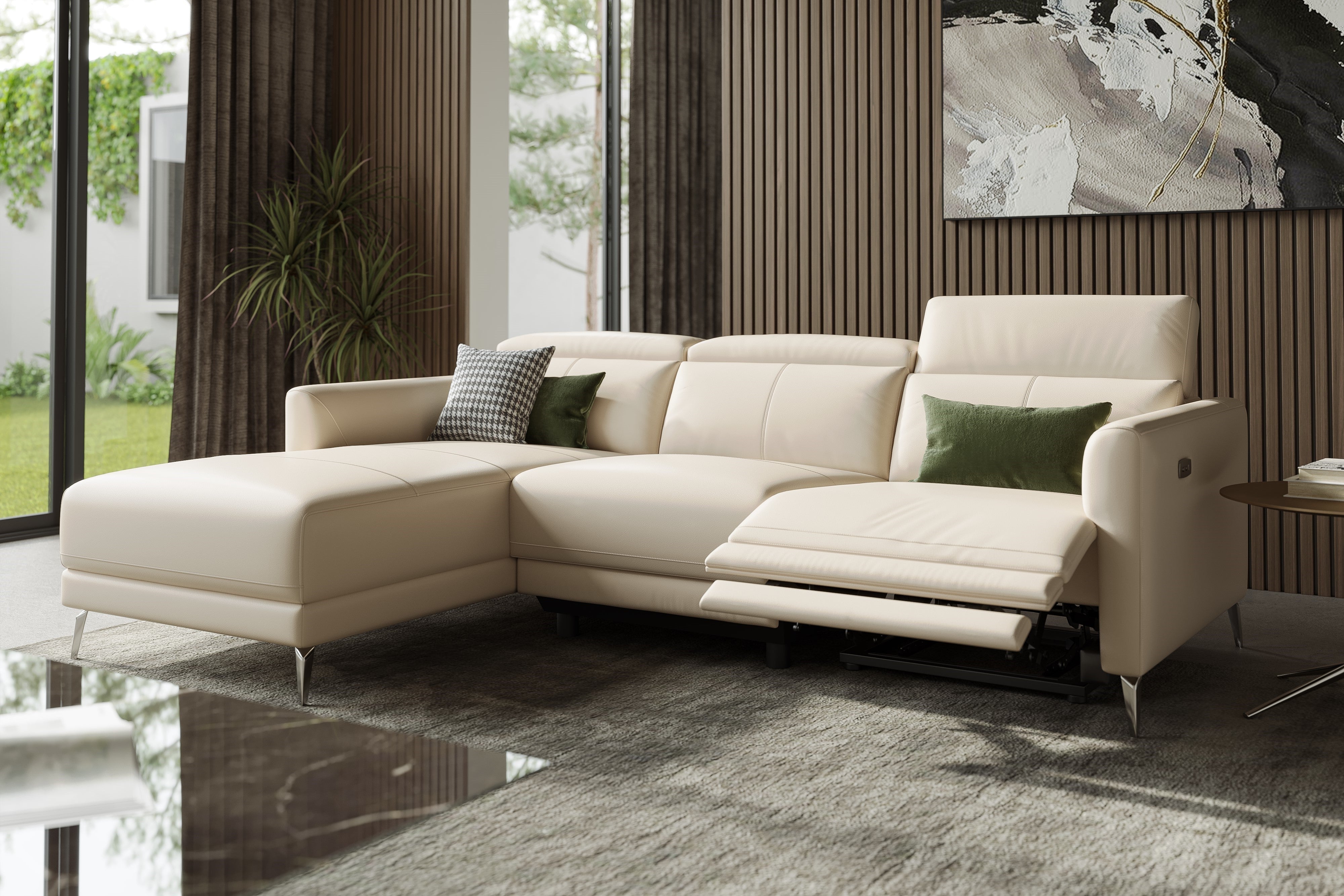 Andria Leather Reclining Sectional Lounge