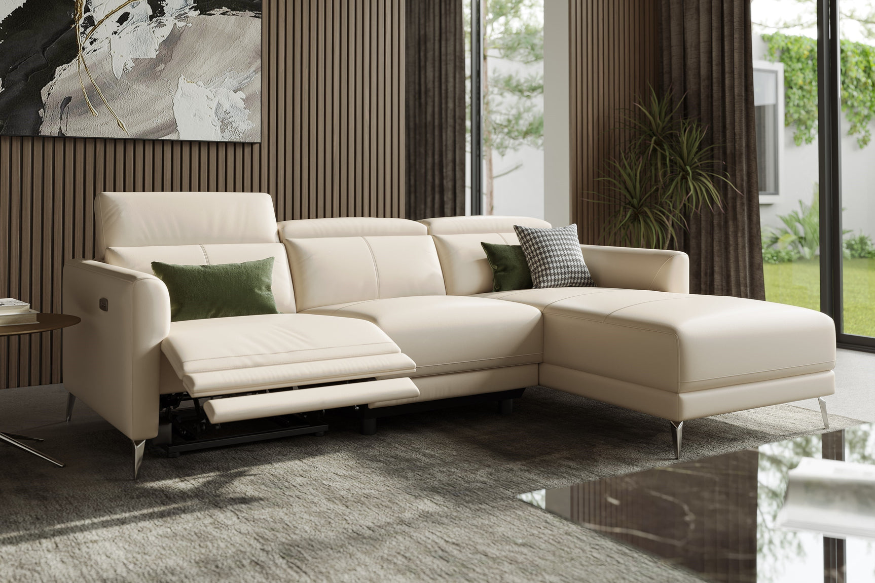 Andria Leather Reclining Sectional Lounge