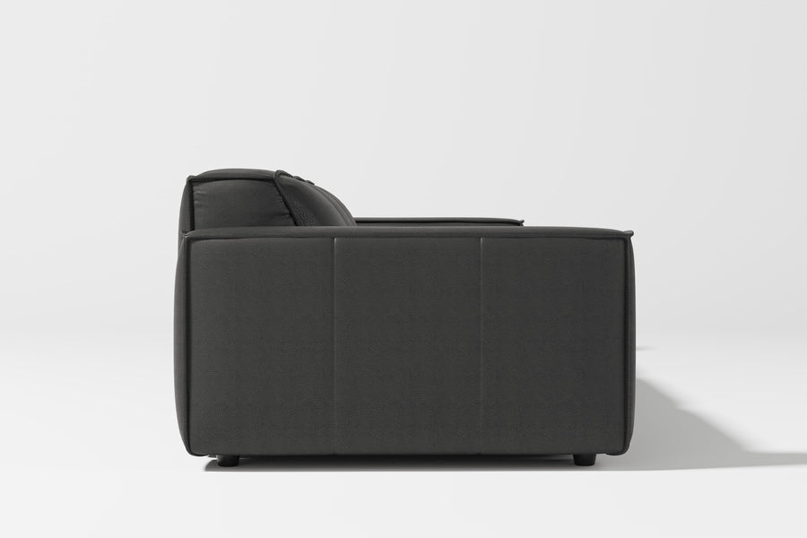 Valencia Nathan Aniline Leather Modular Lounge Three Seats Lounge with Down Feather, Black