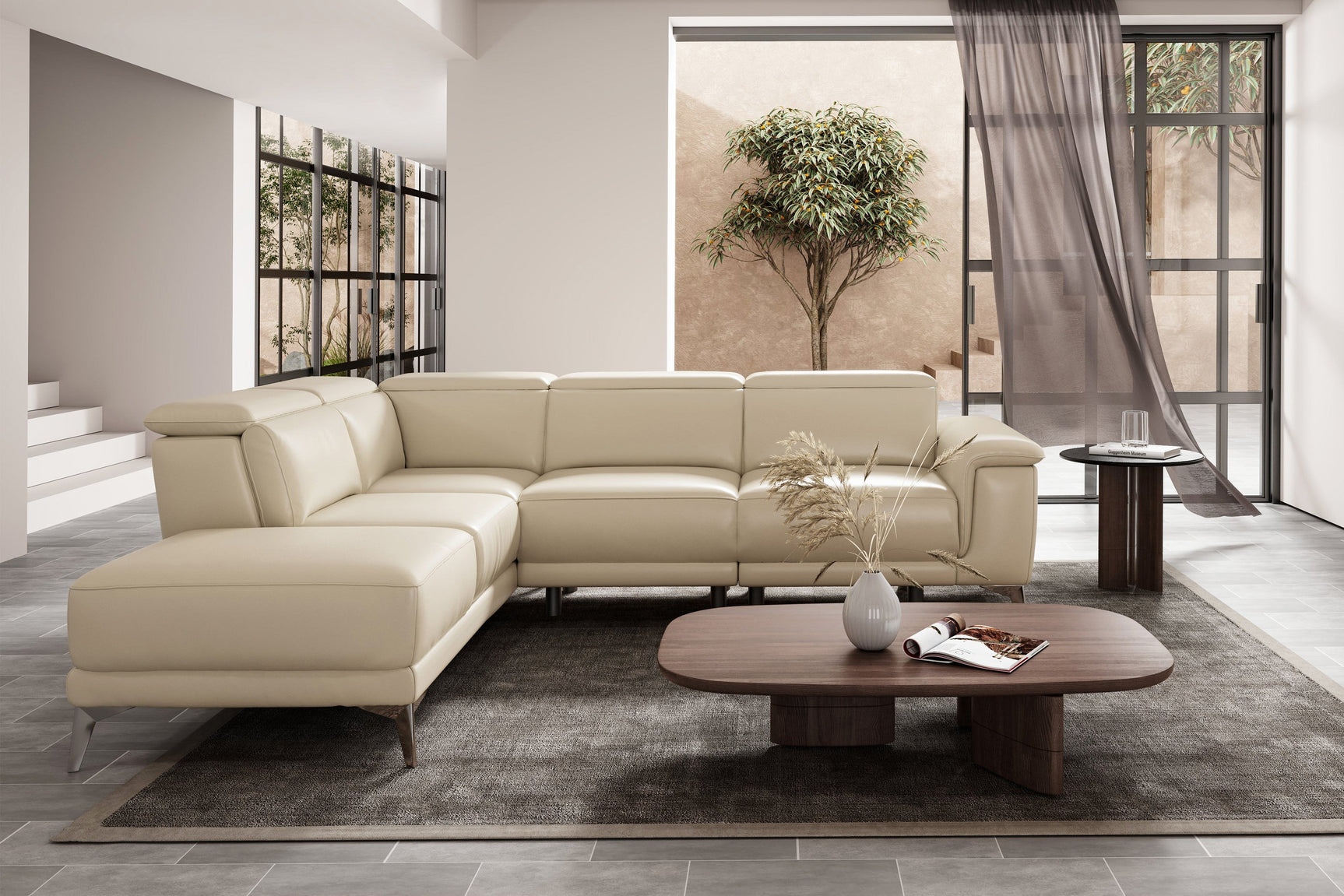 Pista Leather Reclining Sectional Lounge