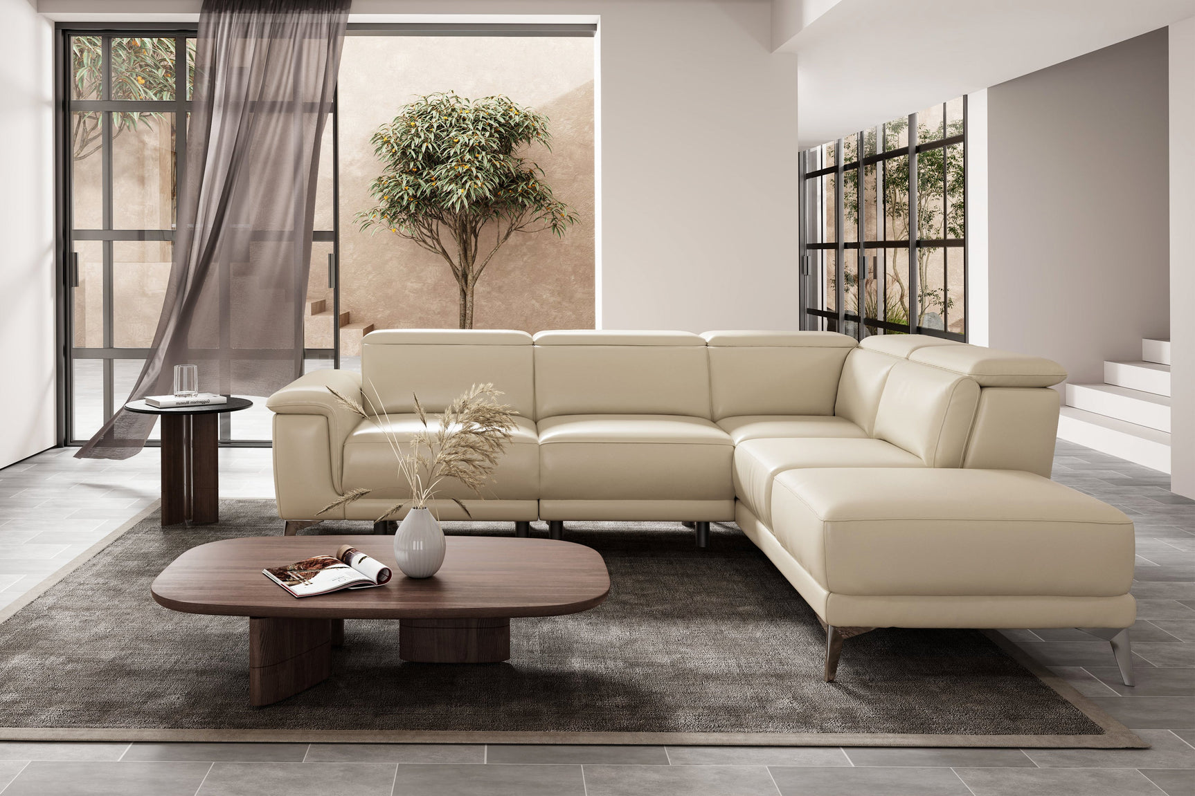 Pista Leather Reclining Sectional Lounge