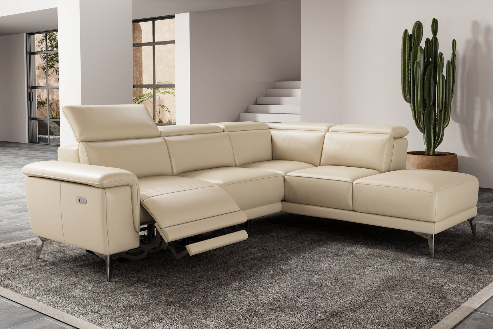 Pista Leather Reclining Sectional Lounge