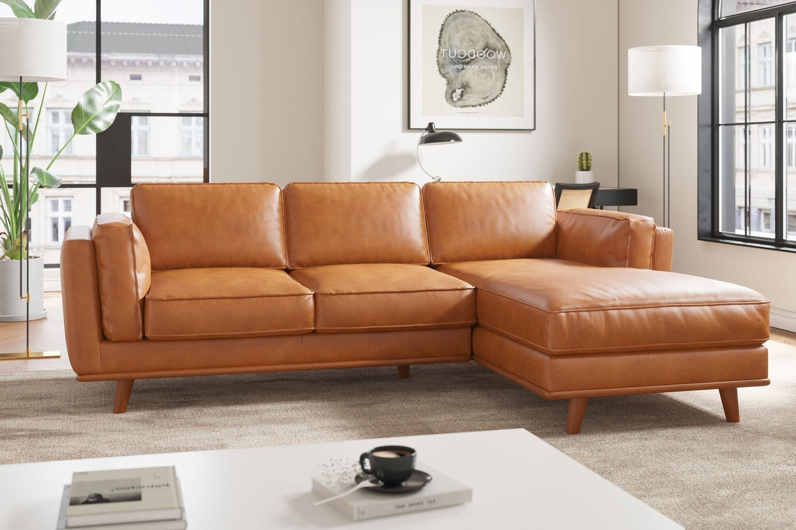 Artisan Leather Sofa in a living room setting