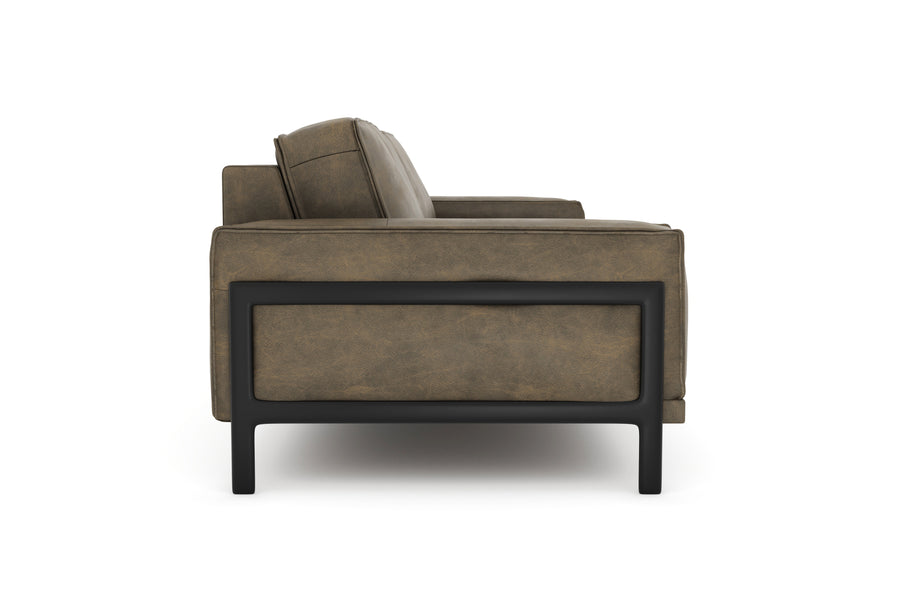 Valencia Chiara Leather Sofa with Steel Frame, Russett Brown