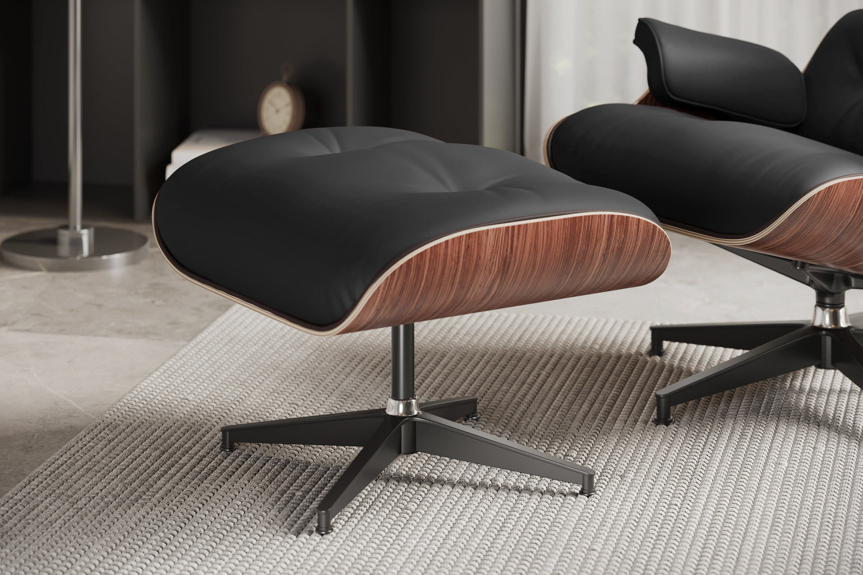 Armoni Eames Replica Leather Chair & Ottoman