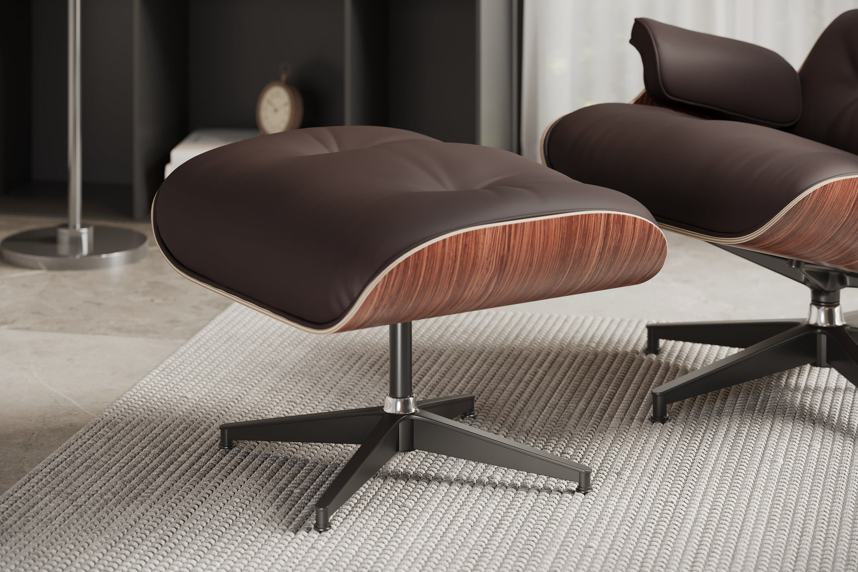 Armoni Eames Replica Leather Chair & Ottoman